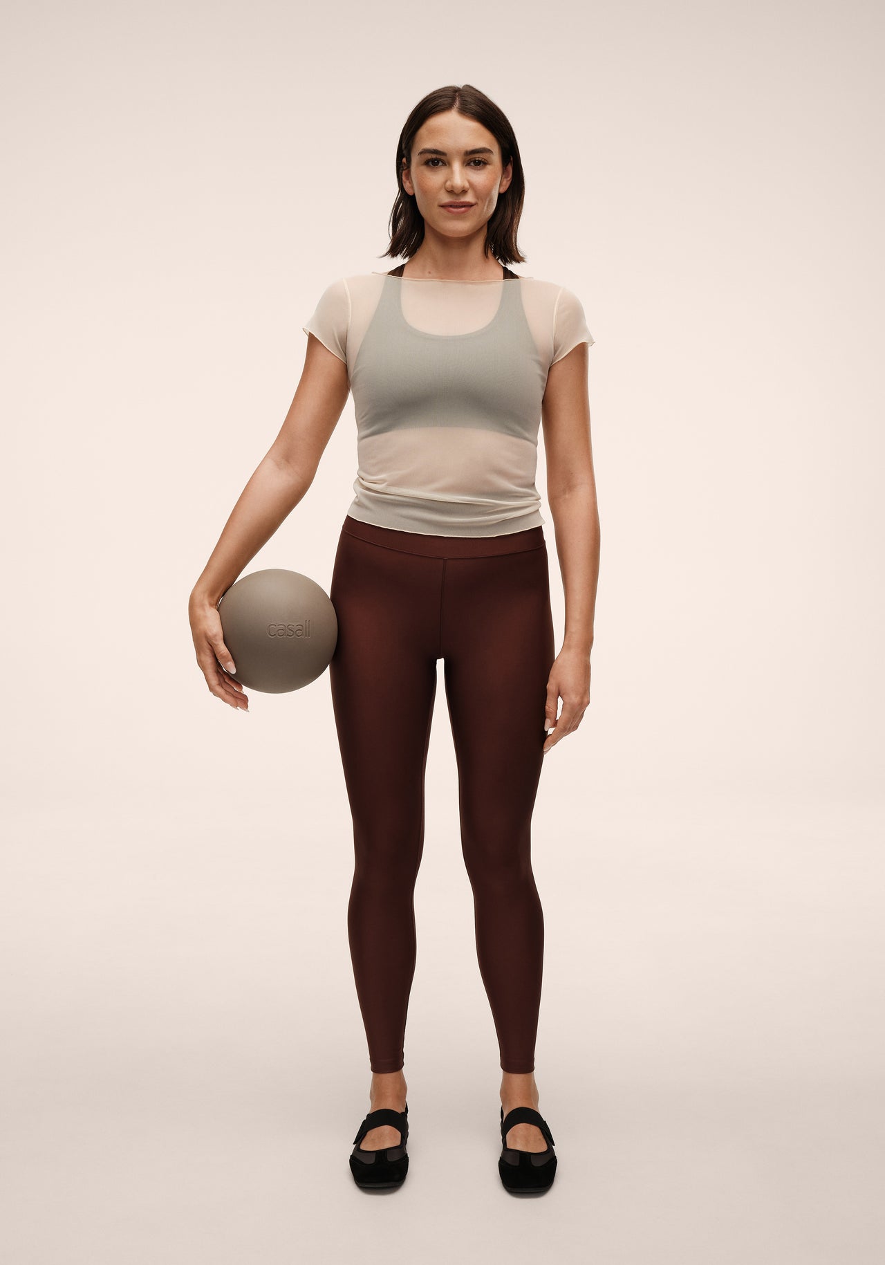 Graphic High Waist Tights - Dark Brown