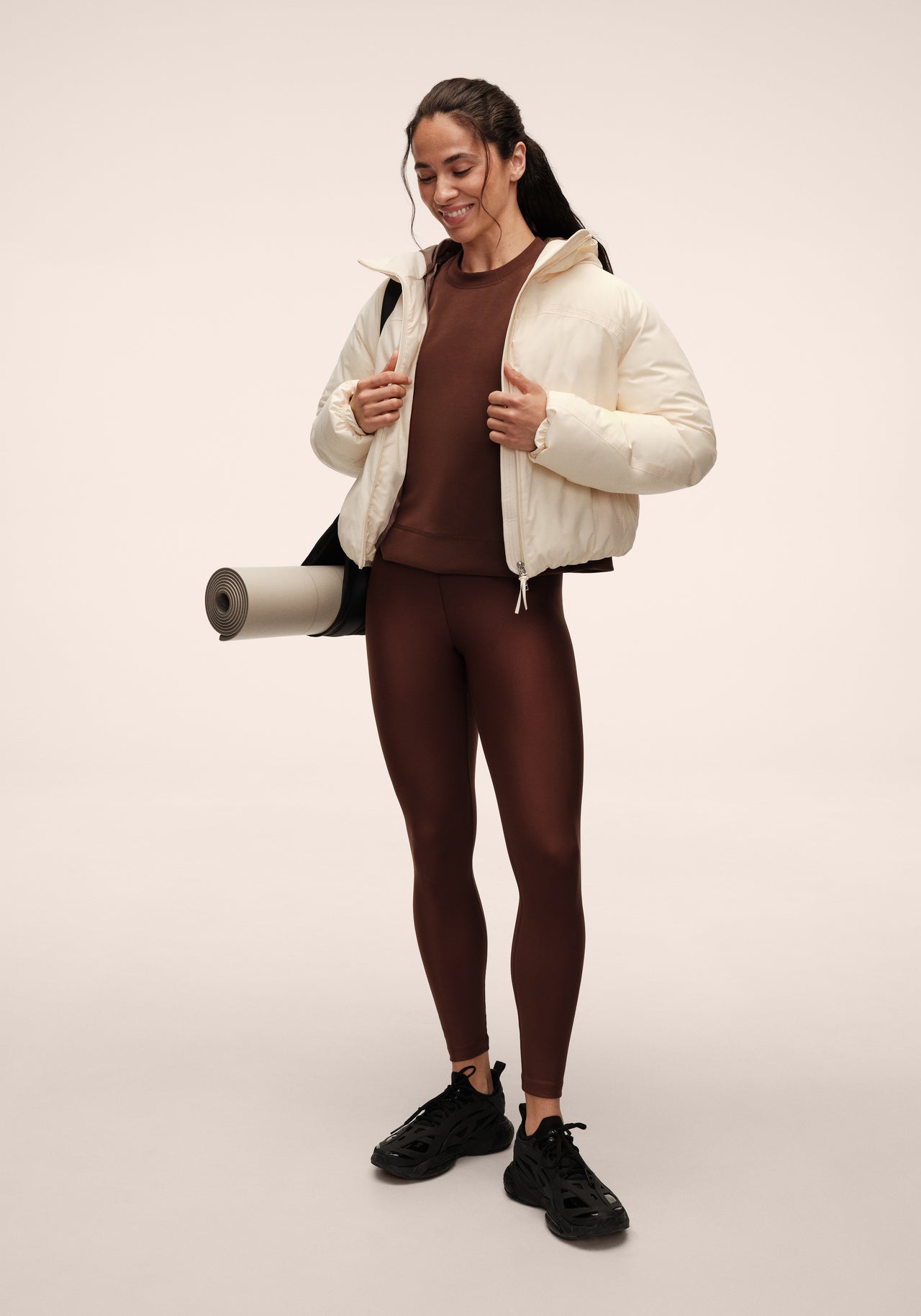 Graphic High Waist Tights - Dark Brown