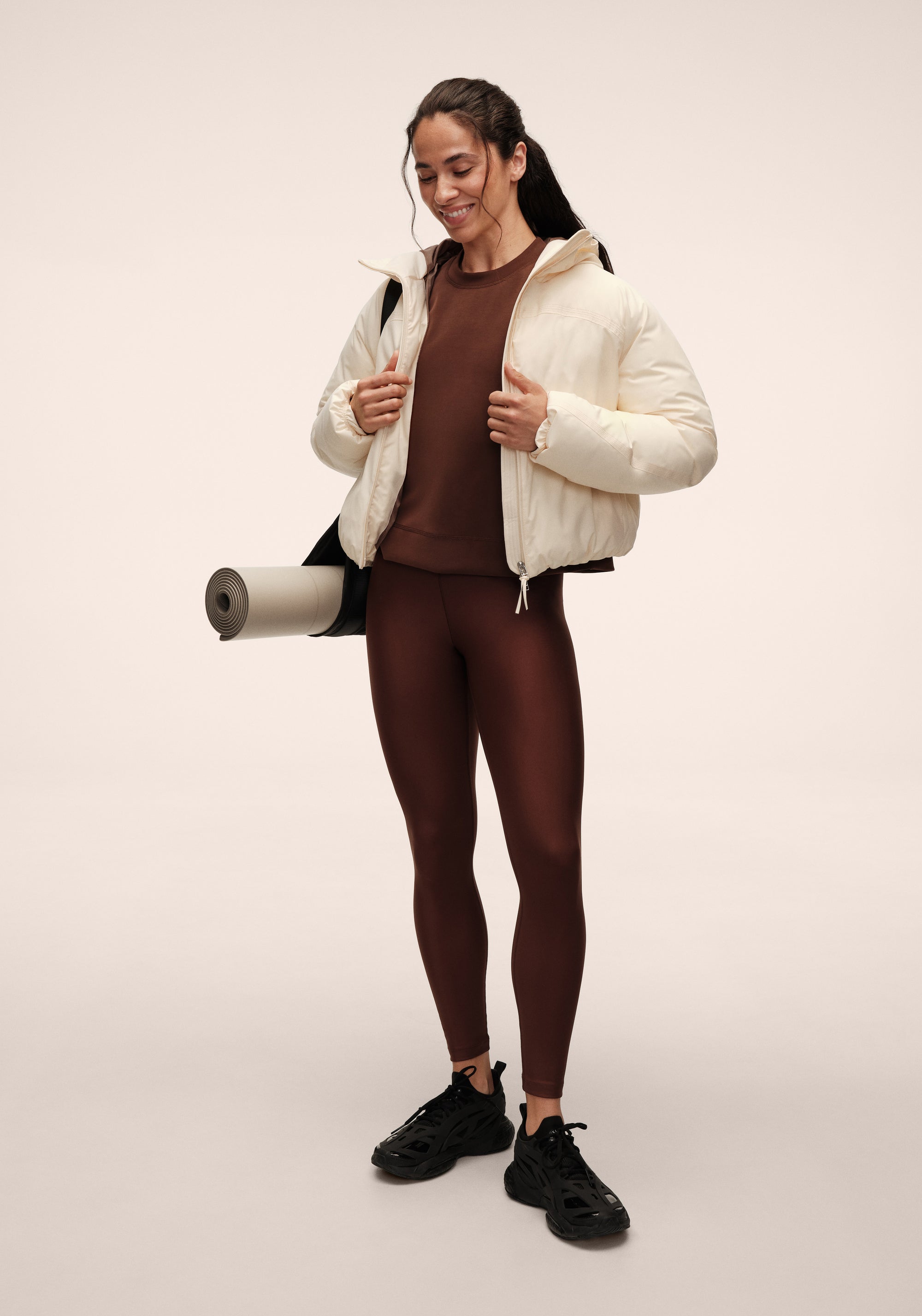 Graphic High Waist Tights - Dark Brown