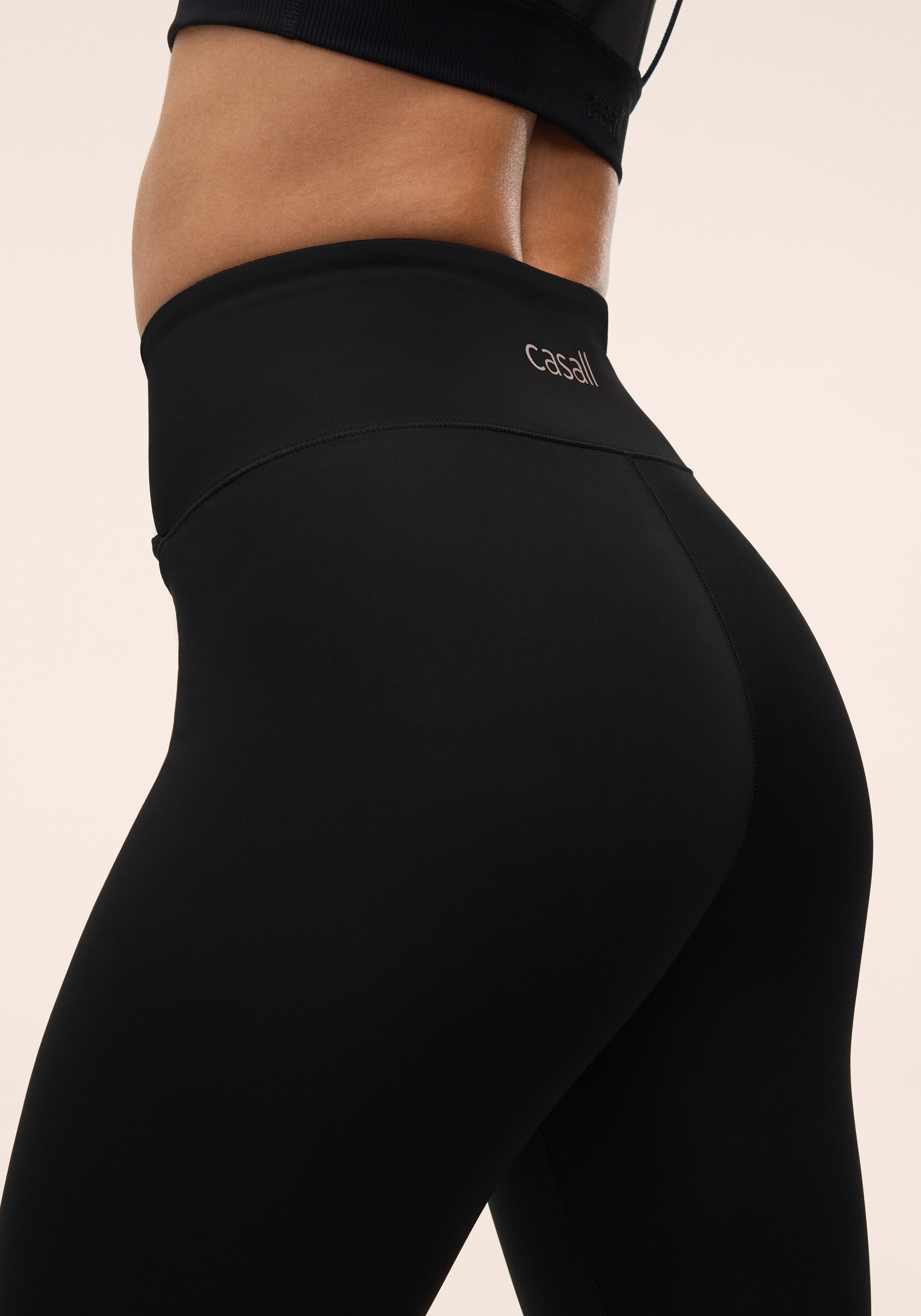 Overlap High Waist Tights - Black