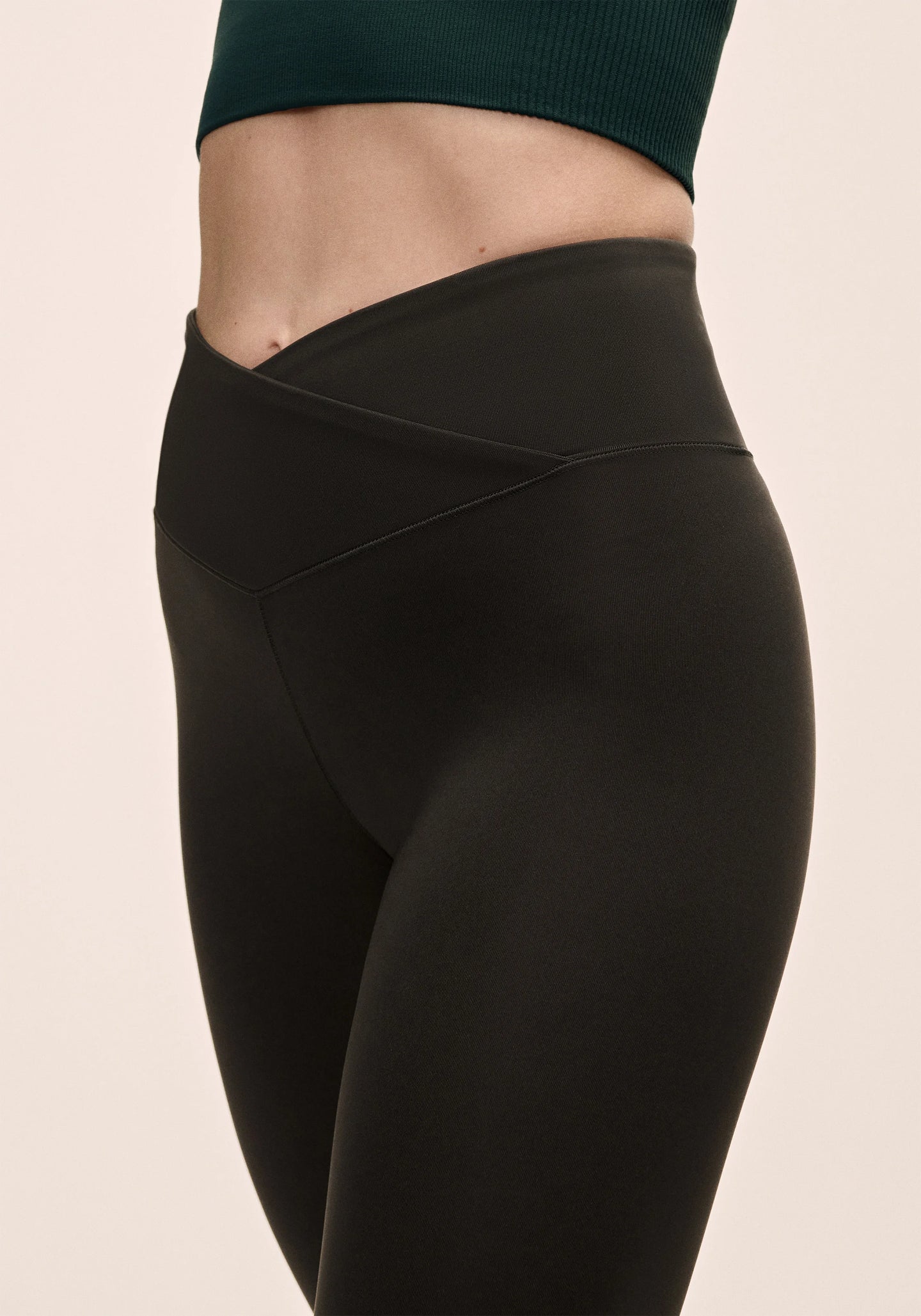 Overlap High Waist Tights - Black