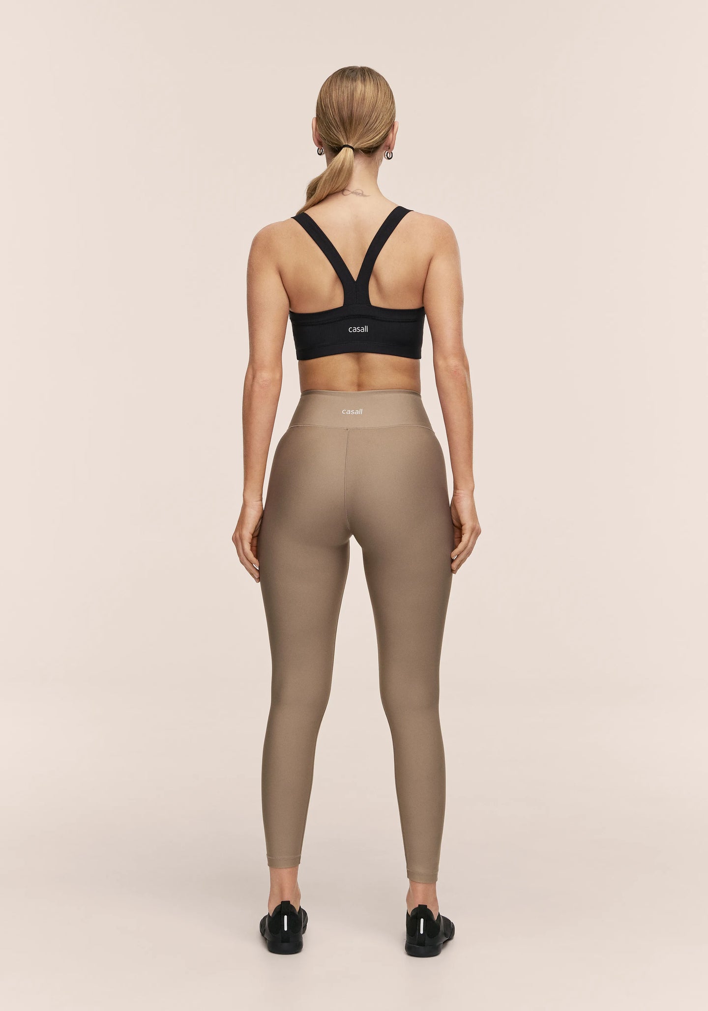Overlap High Waist Tights - Light Khaki