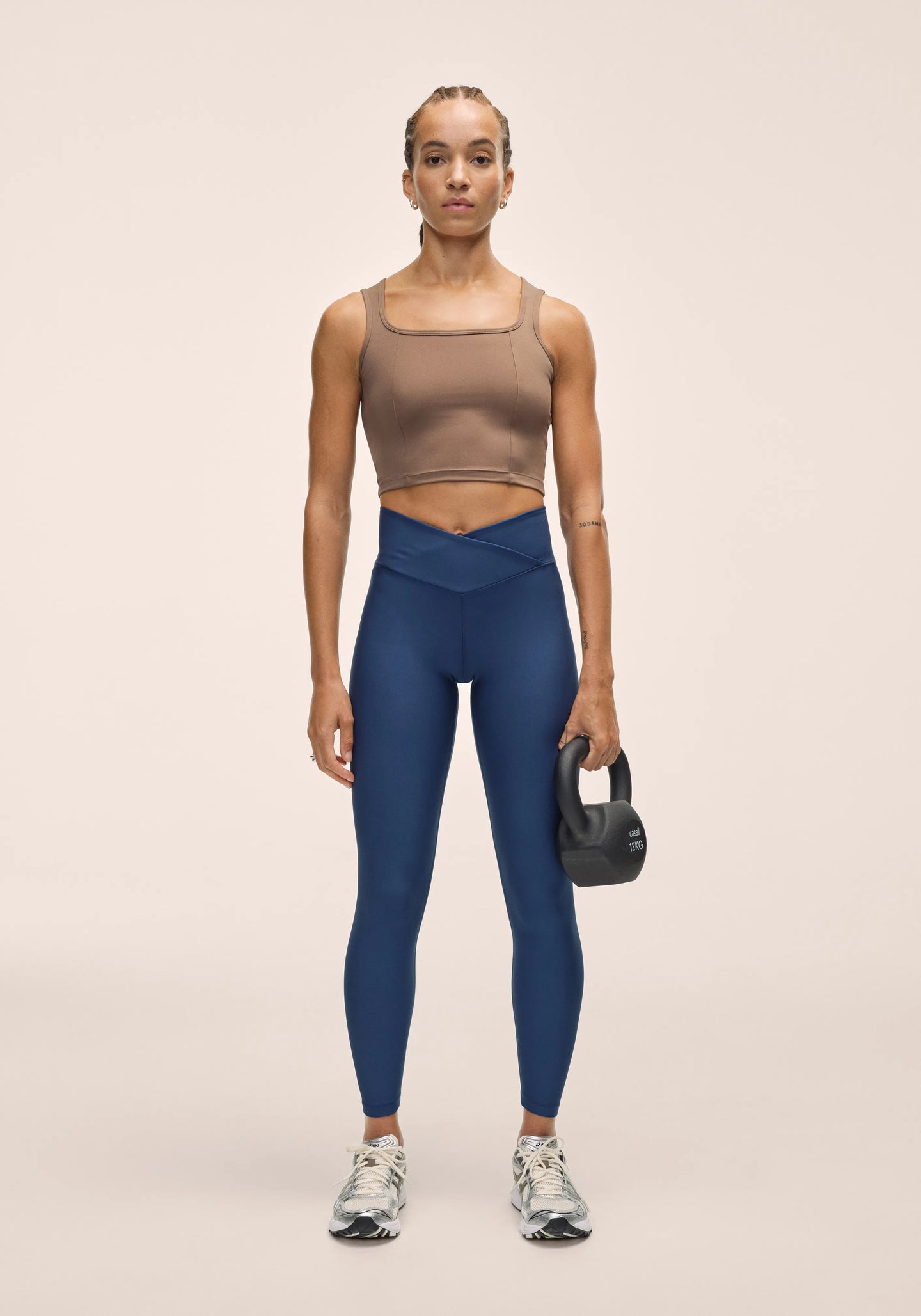 Overlap High Waist Tights - True Blue
