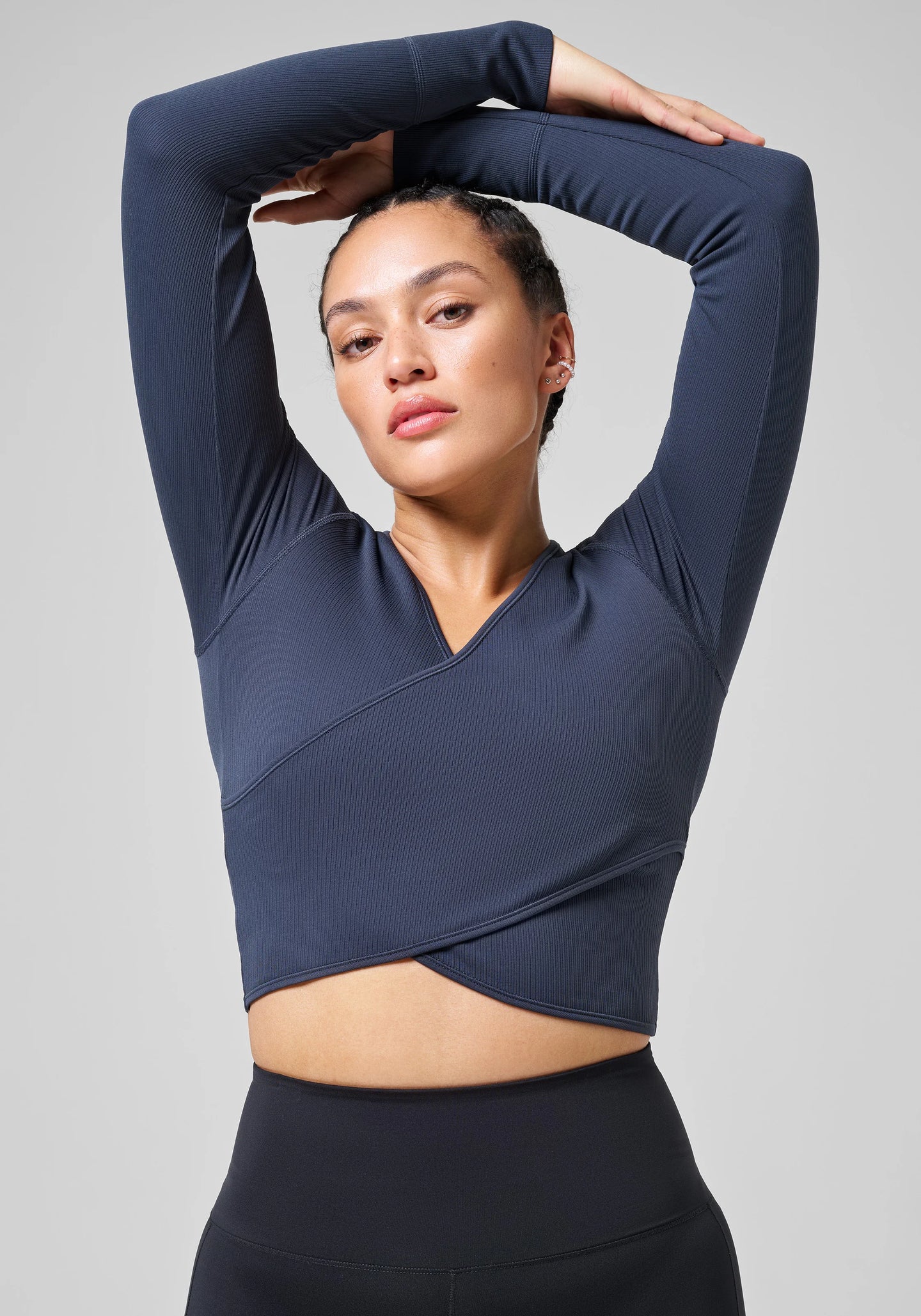 Seamless Rib Wrap Longsleeve Core Blue