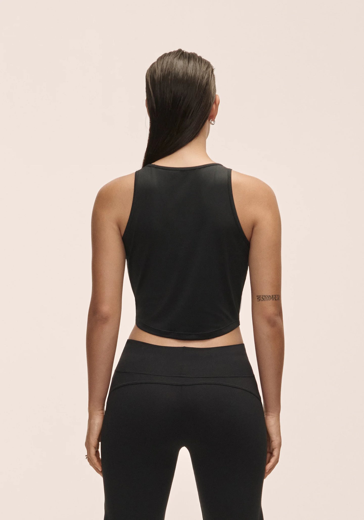 Laser Mesh Crop Top - Black