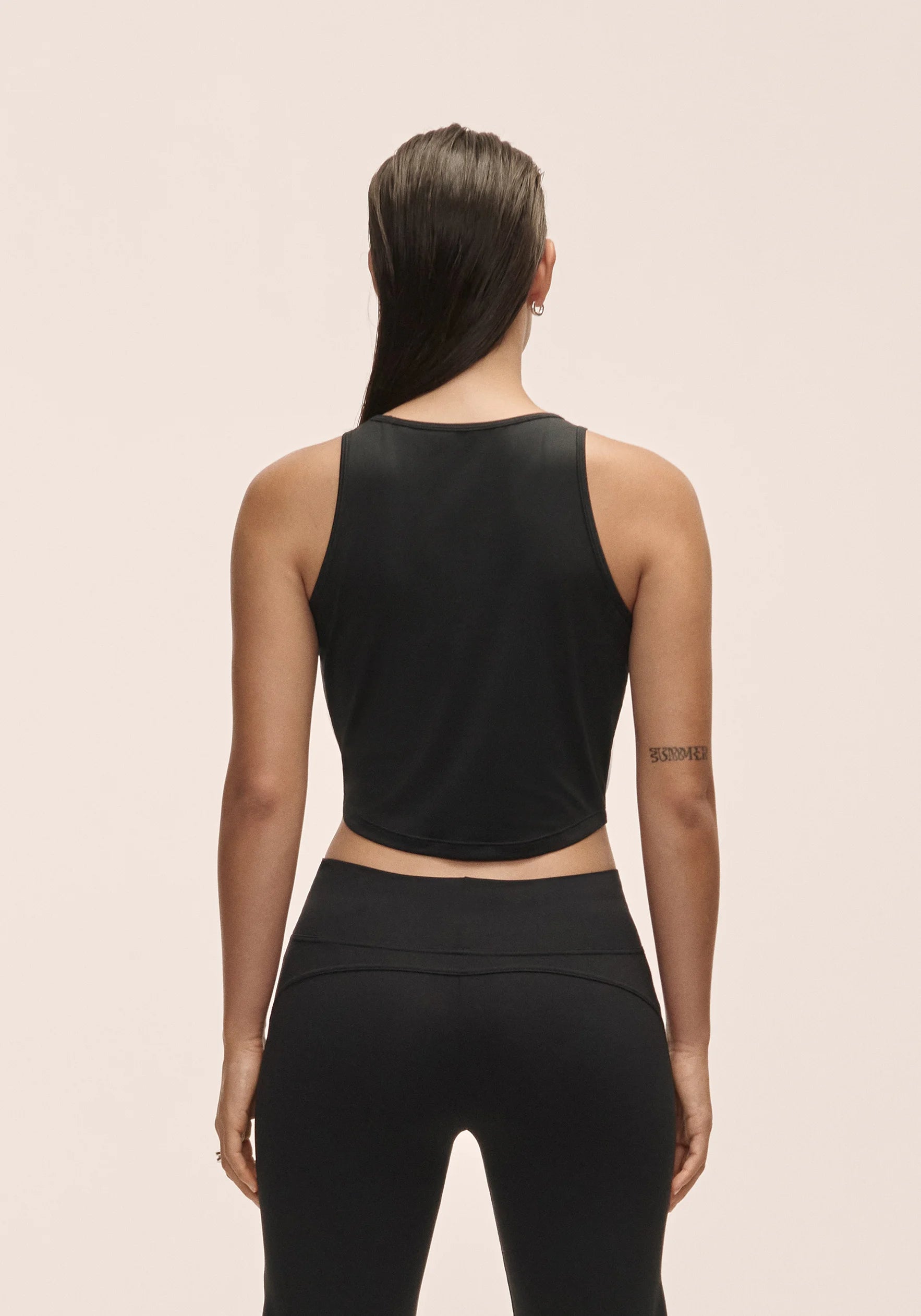 Laser Mesh Crop Top - Black