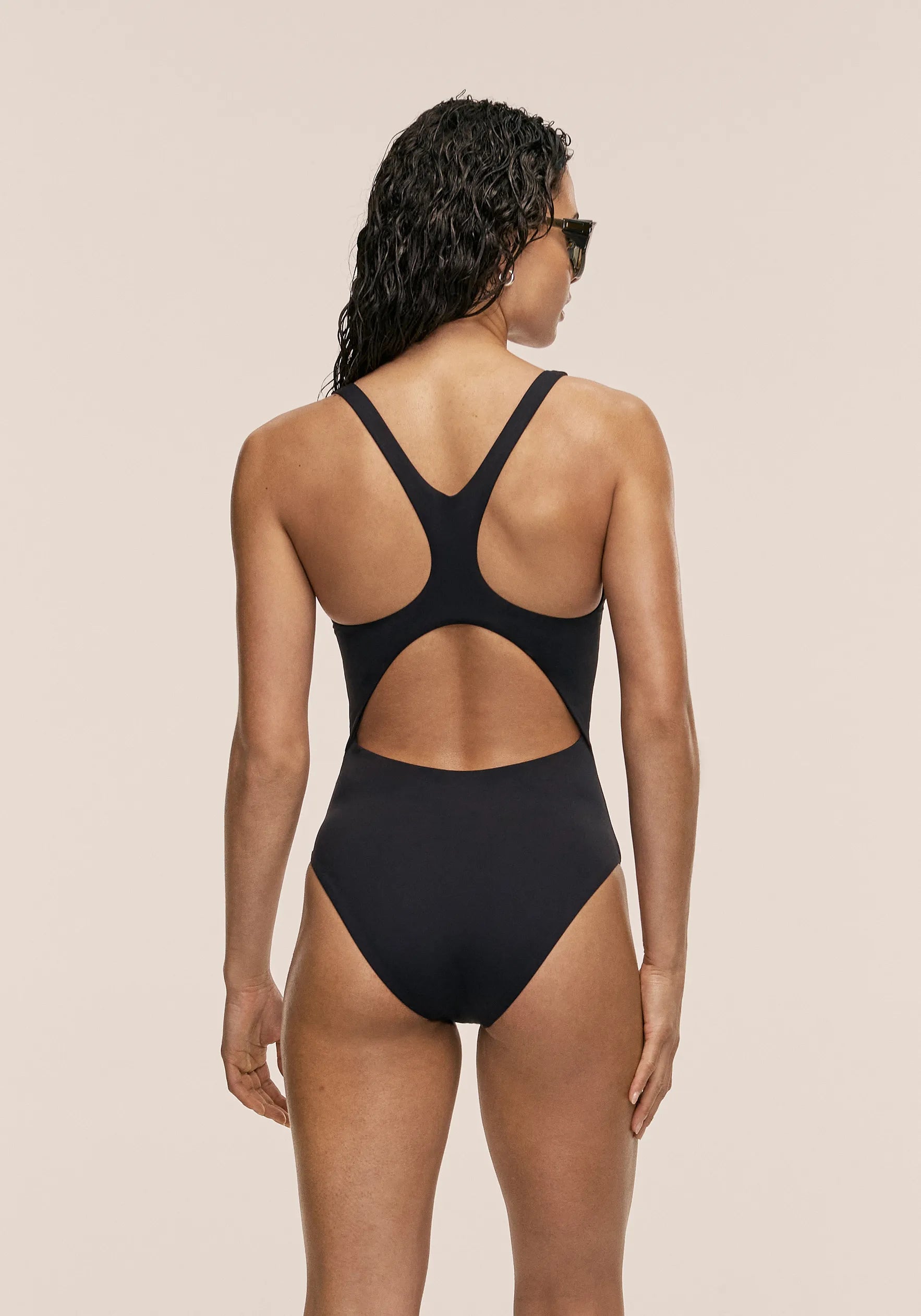 Deep Racerback Swimsuit - Black
