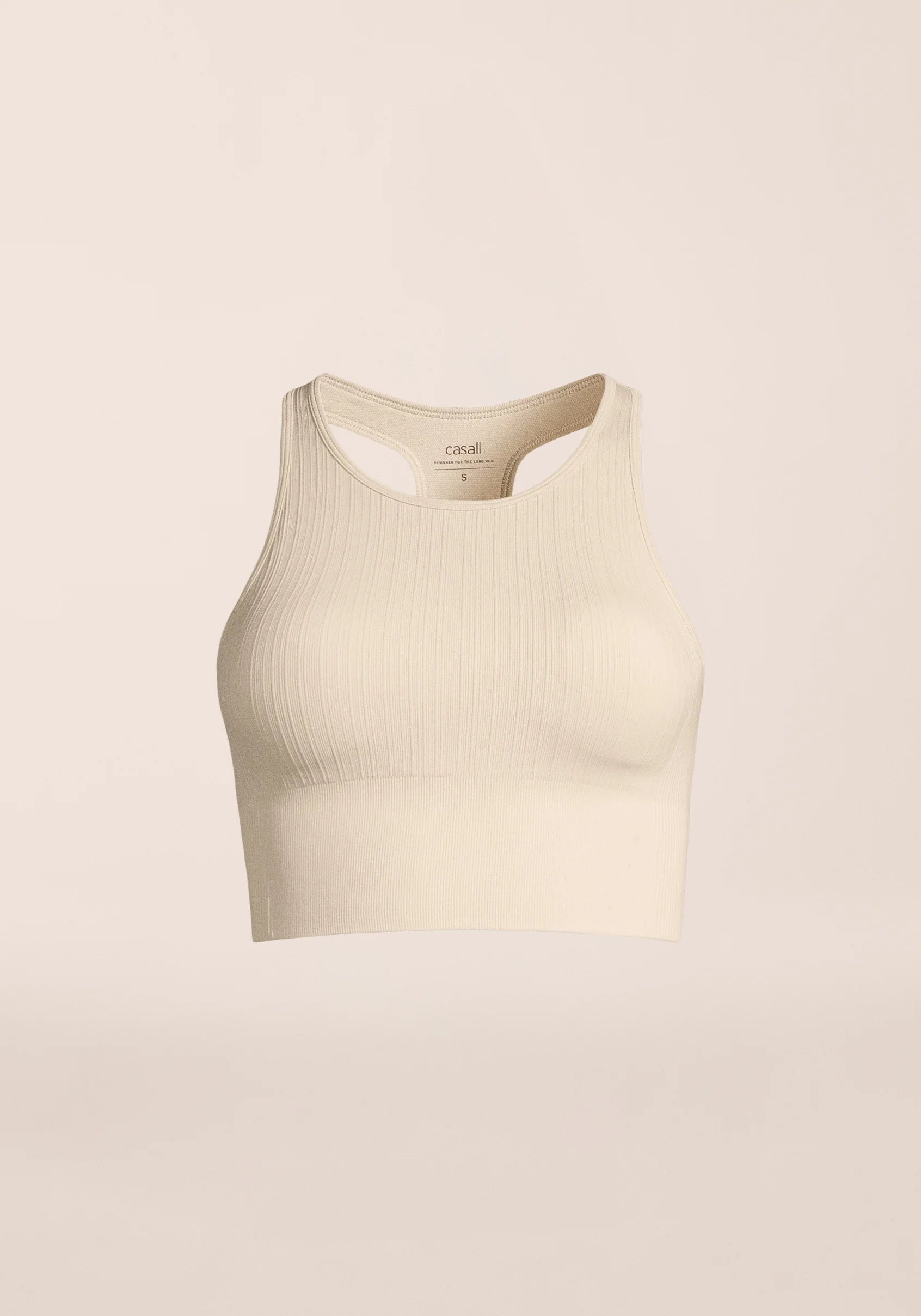 Multi Rib Seamless Padded Sports Top - Ecru
