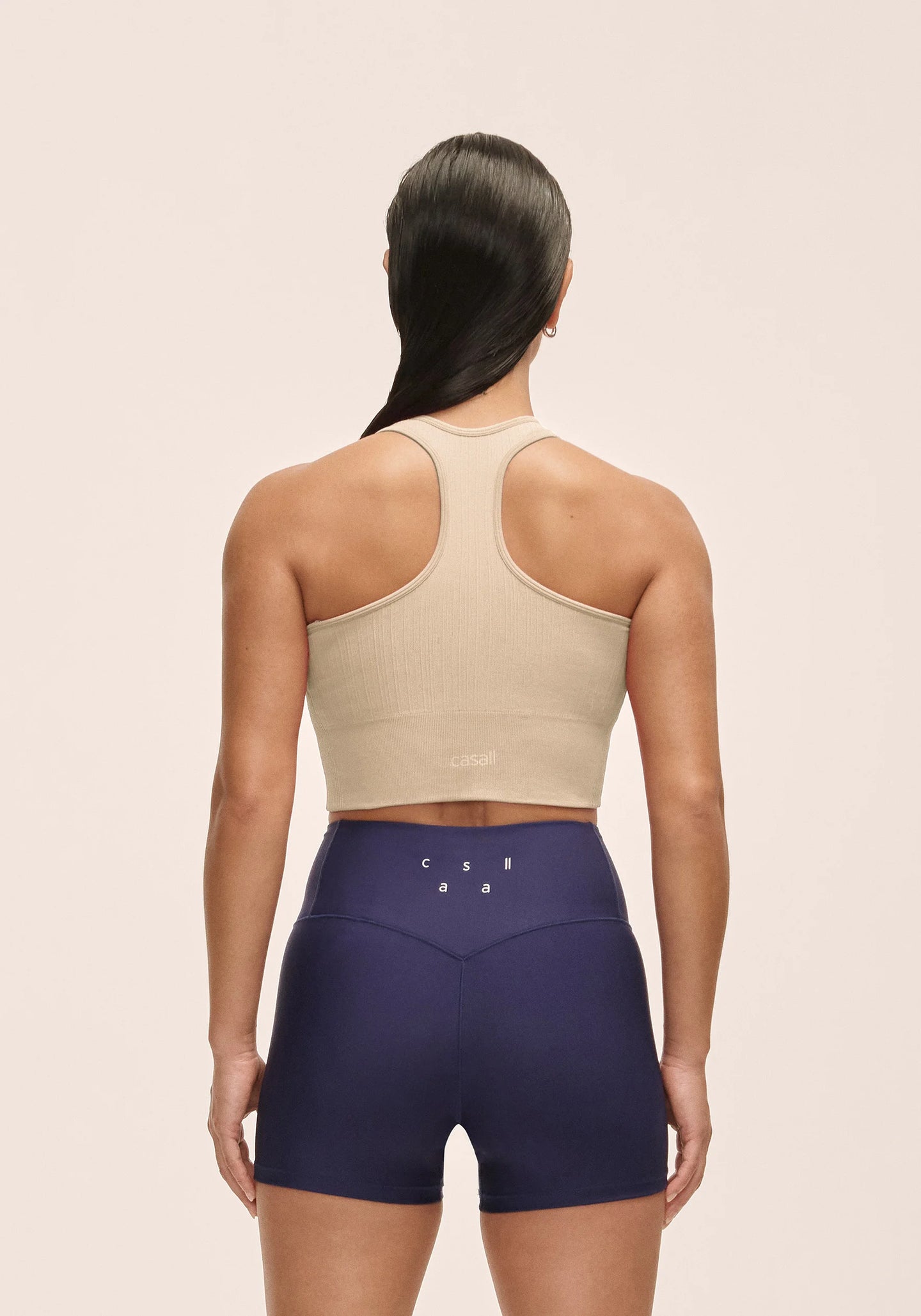 Multi Rib Seamless Padded Sports Top - Ecru