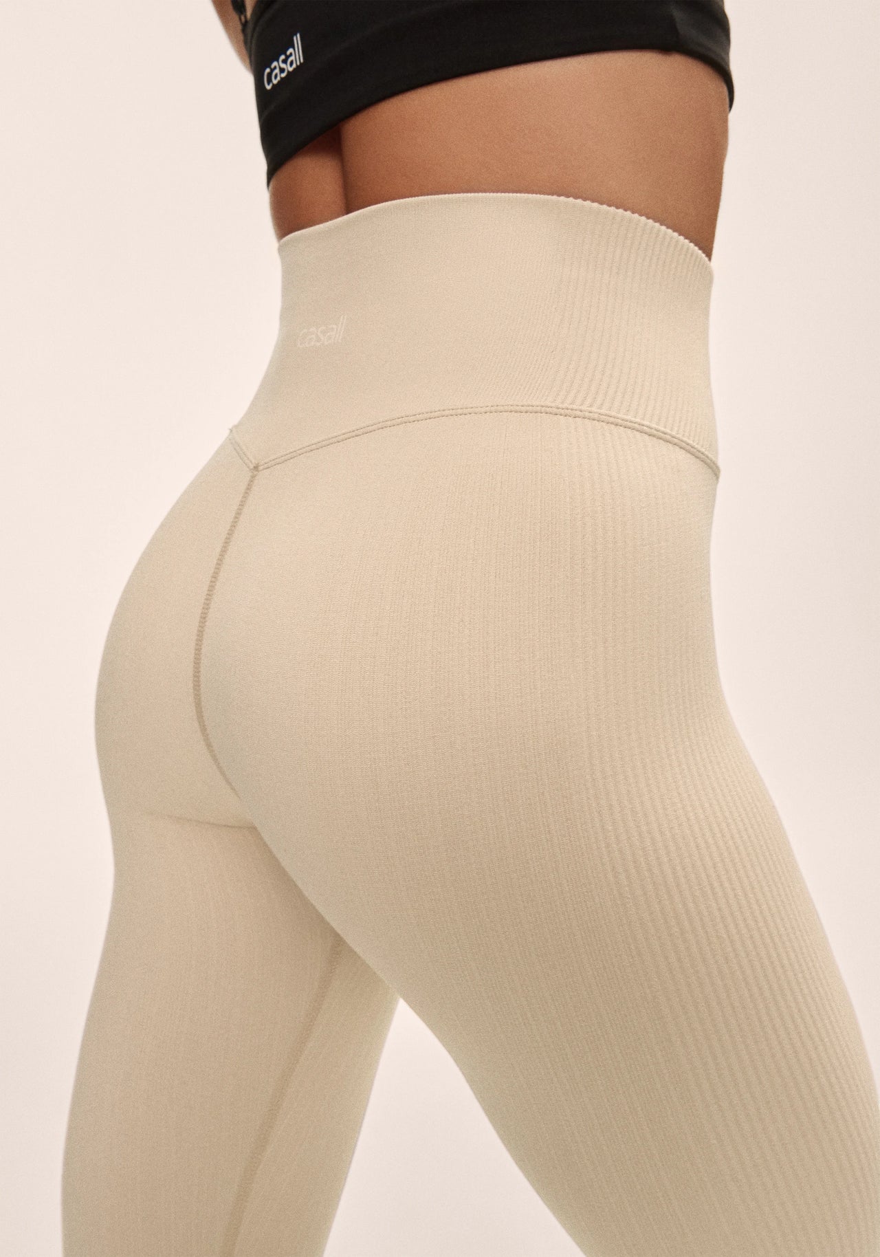 Multi Rib Seamless High Waist Tights - Ecru
