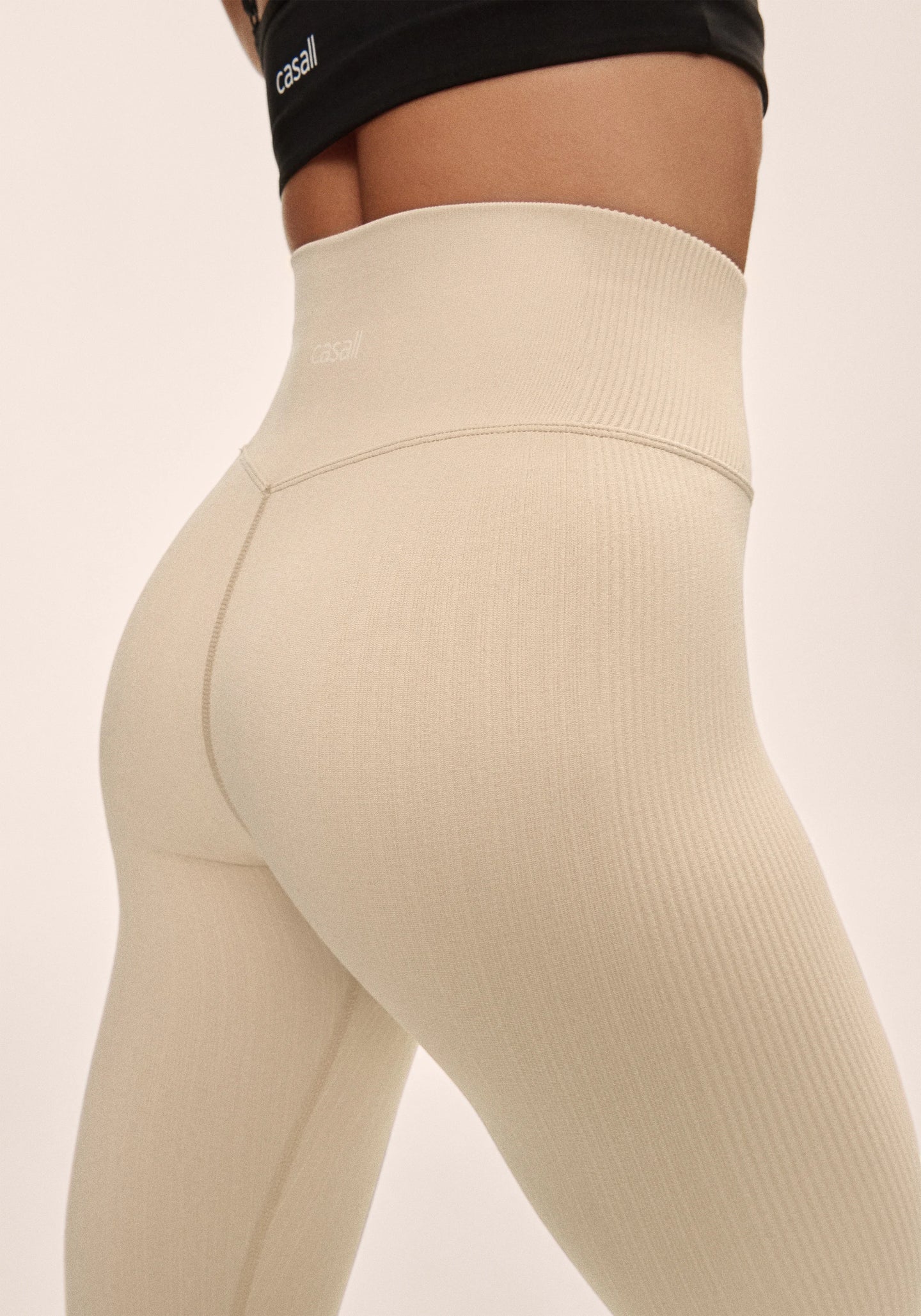 Multi Rib Seamless High Waist Tights - Ecru