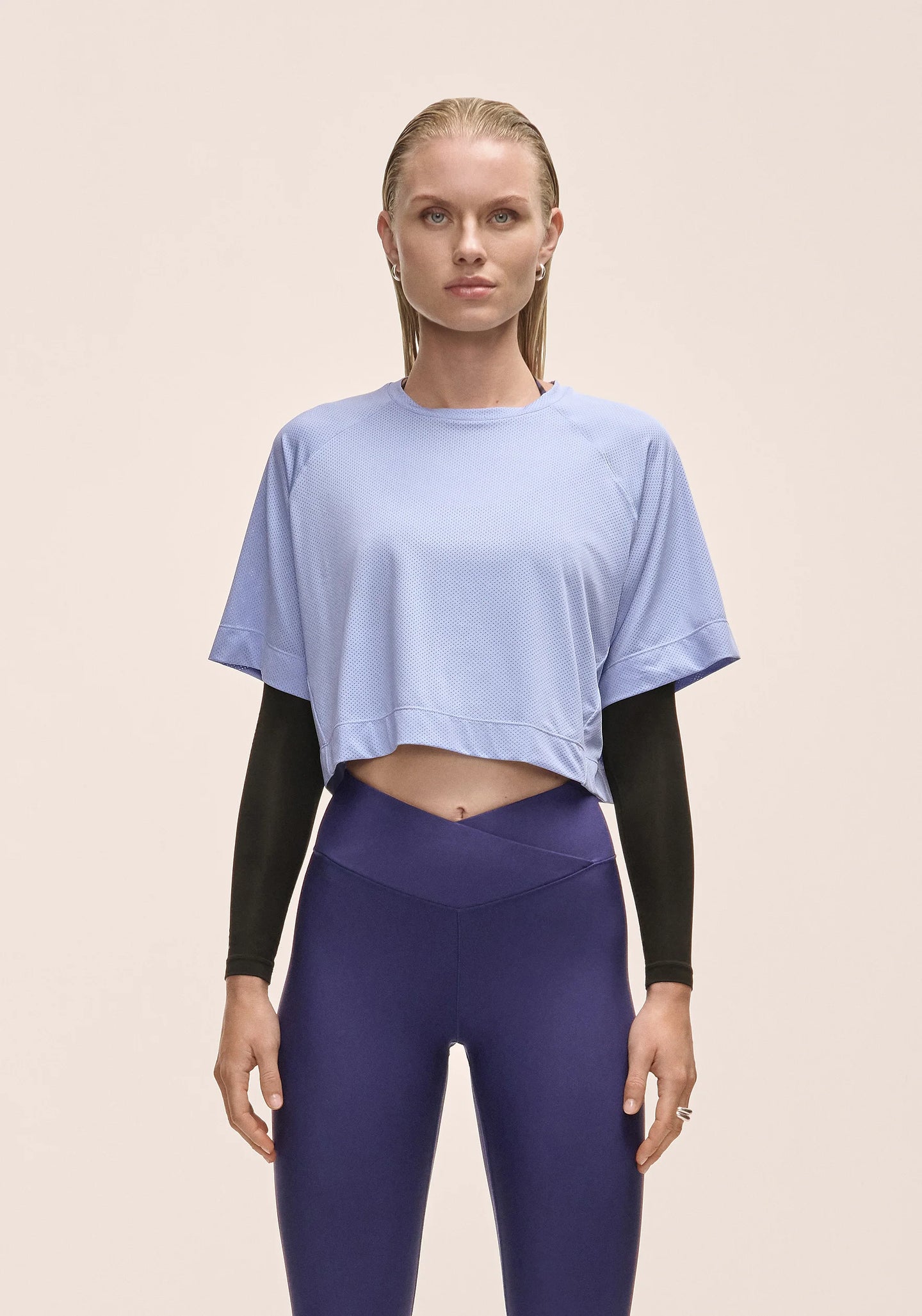 Laser Mesh Crop Tee Blueberry Mist