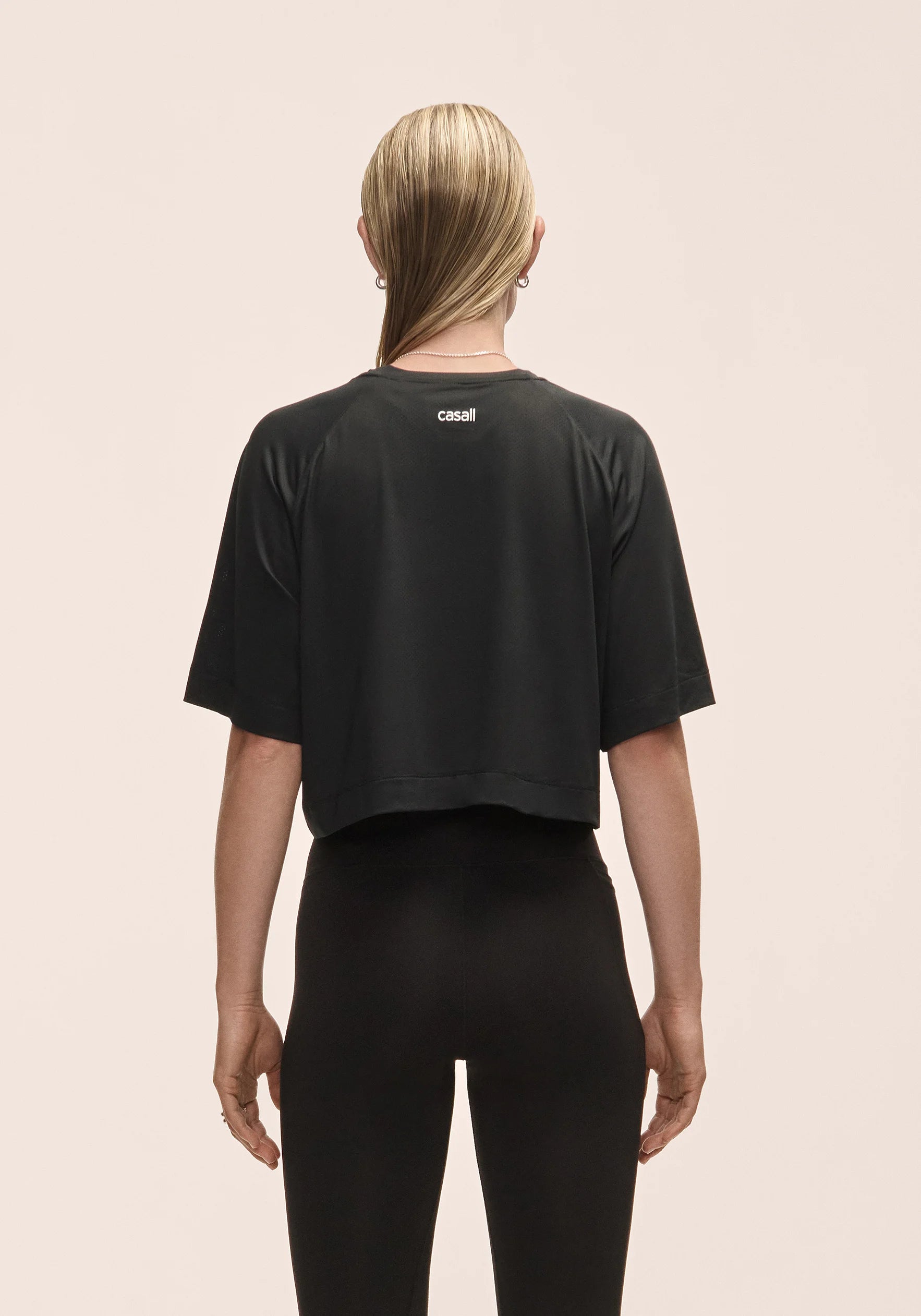 Laser Mesh Crop Tee - Black