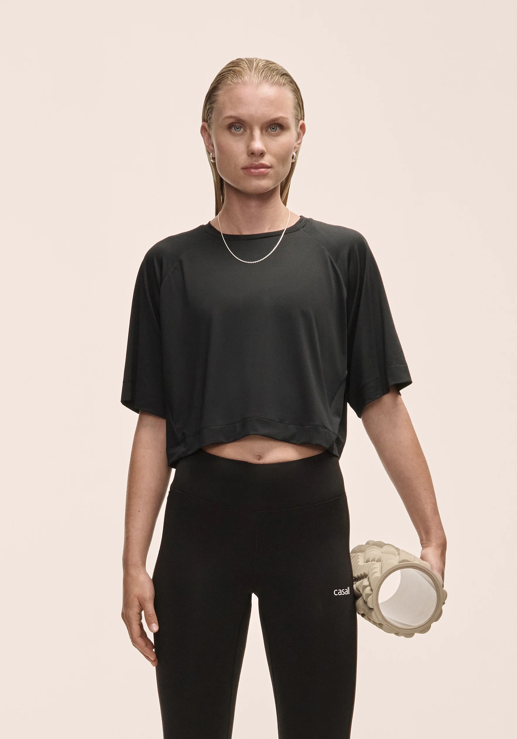 Laser Mesh Crop Tee Black