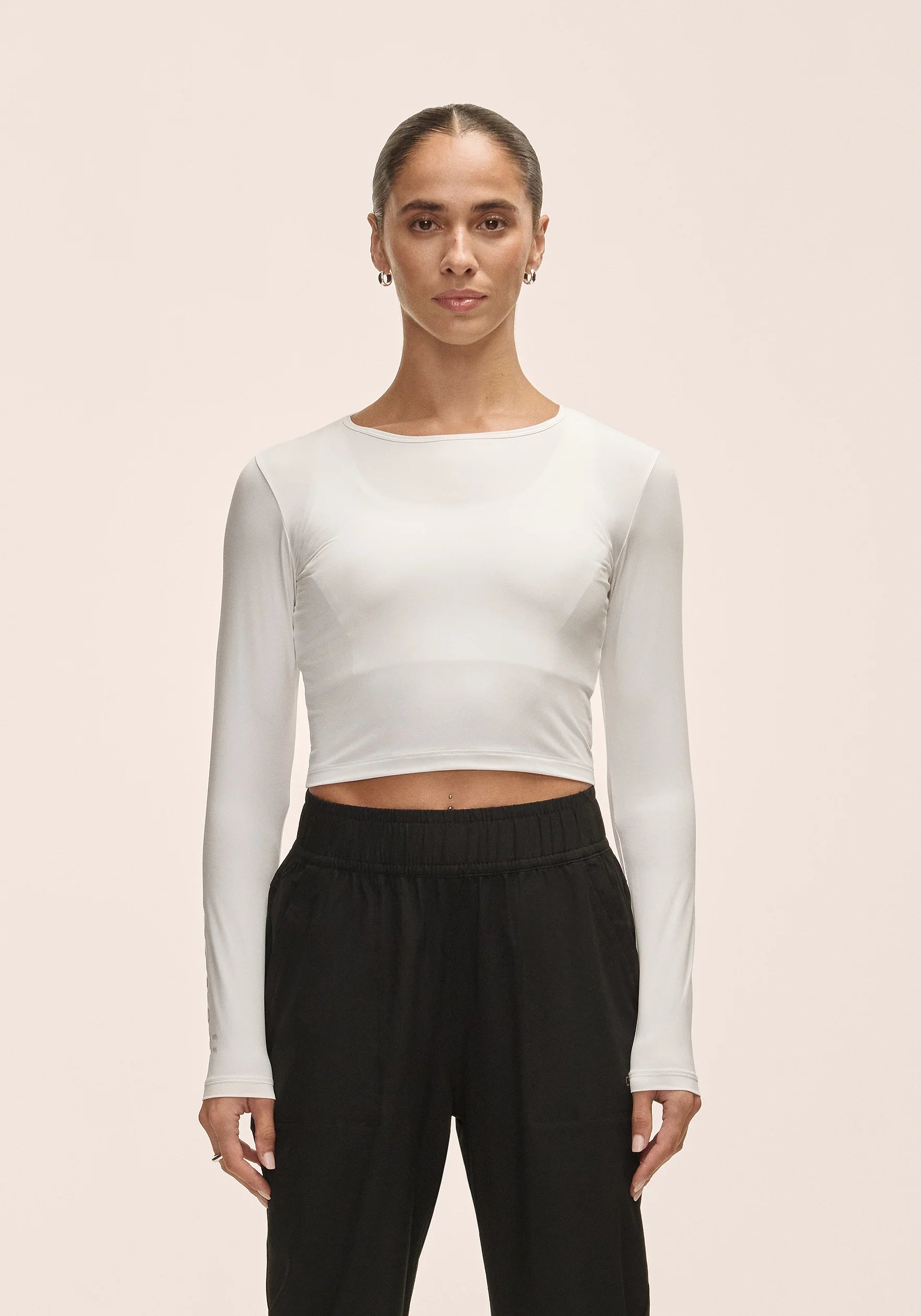 Graphic Crop Long Sleeve White