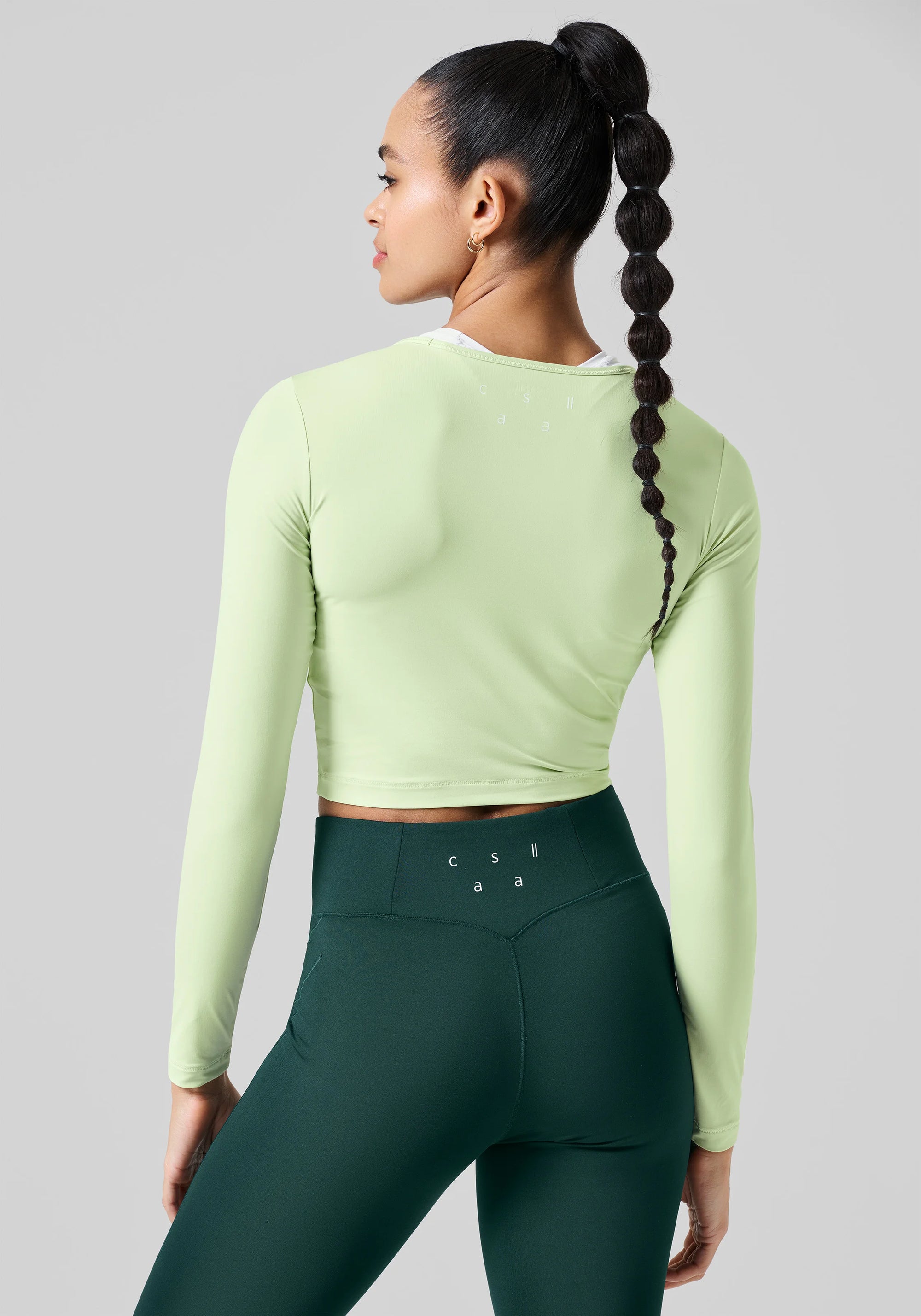 Graphic Crop Long Sleeve - Cool Matcha