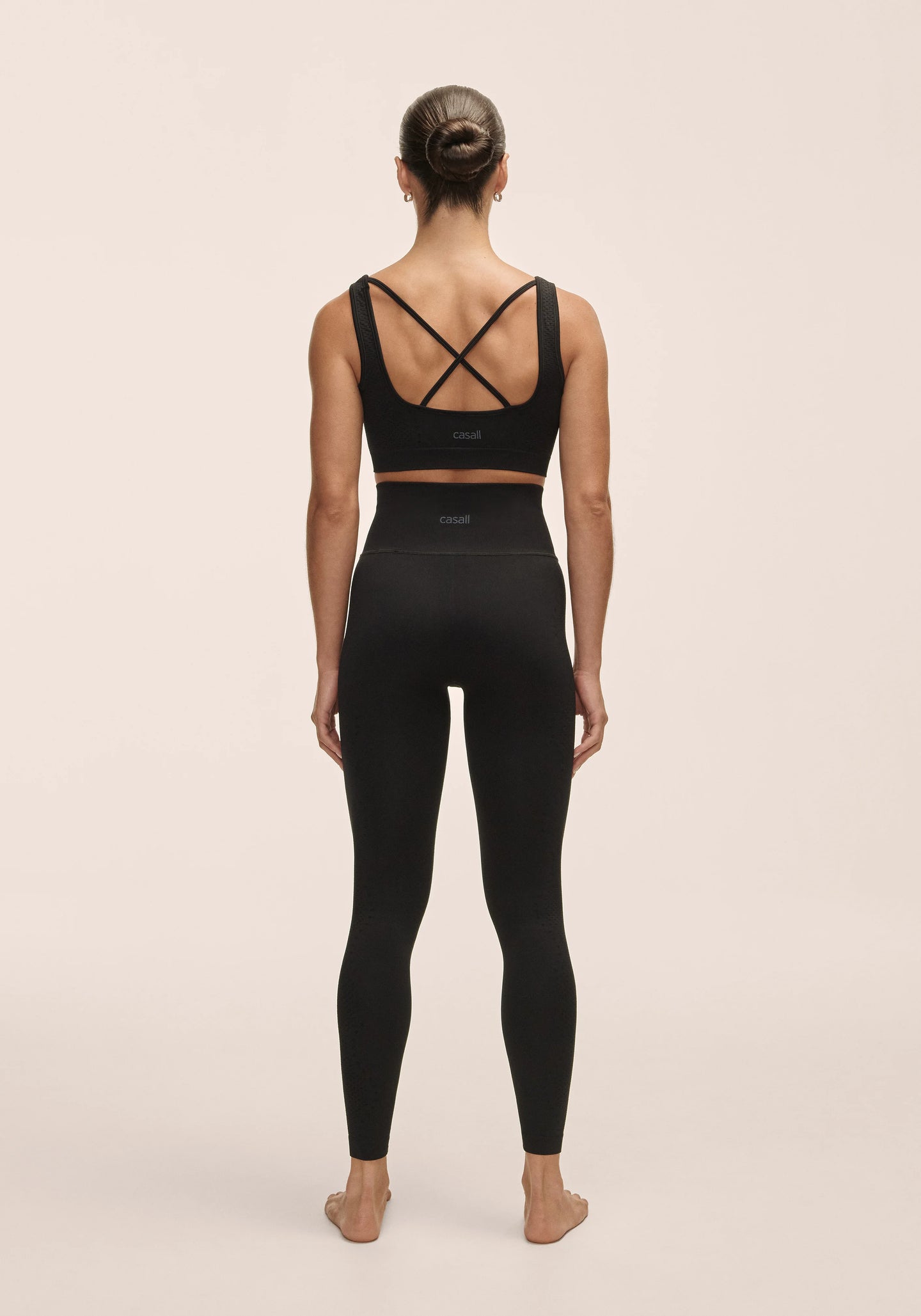 Scallop High Waist Seamless Tights - Black