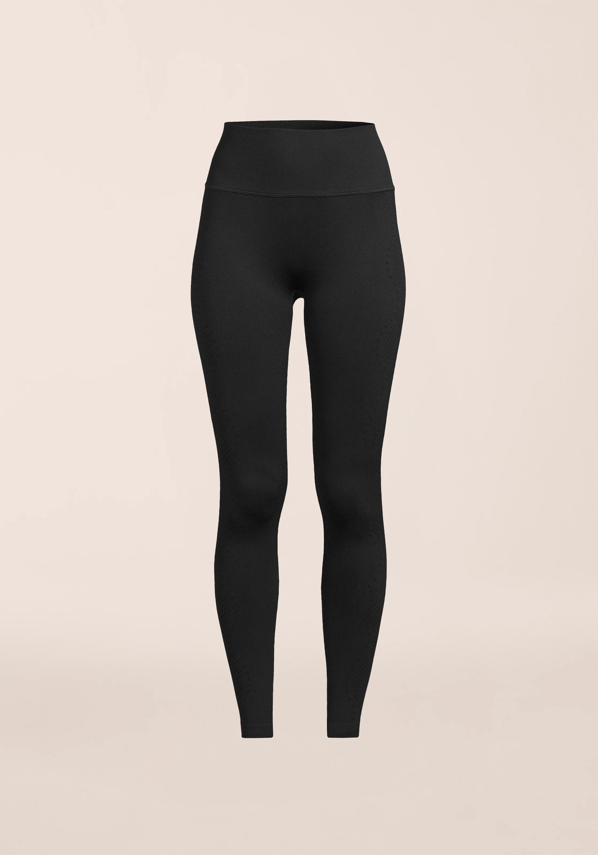 Scallop High Waist Seamless Tights - Black