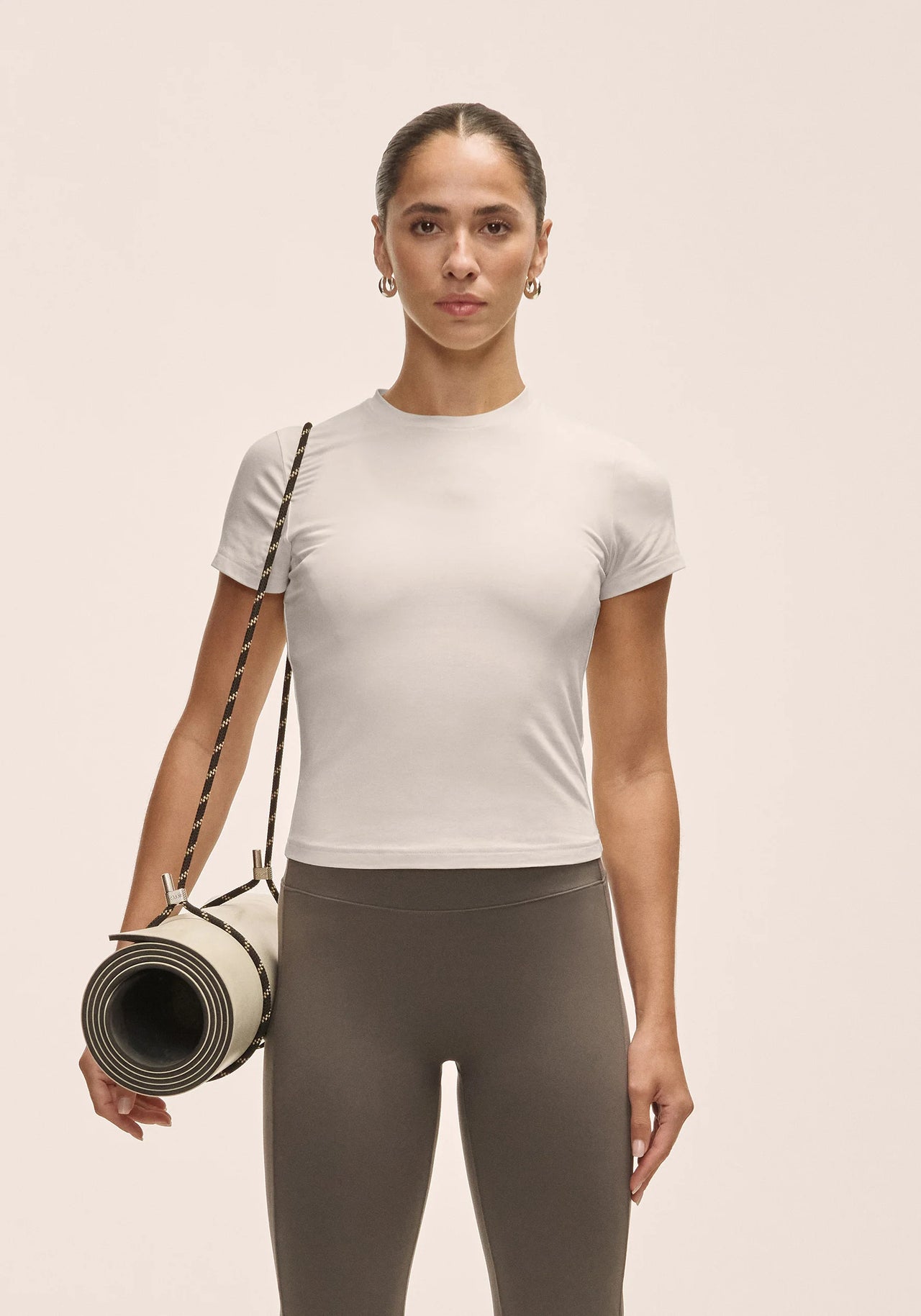 Cotton Blend Slim Tee - Off White