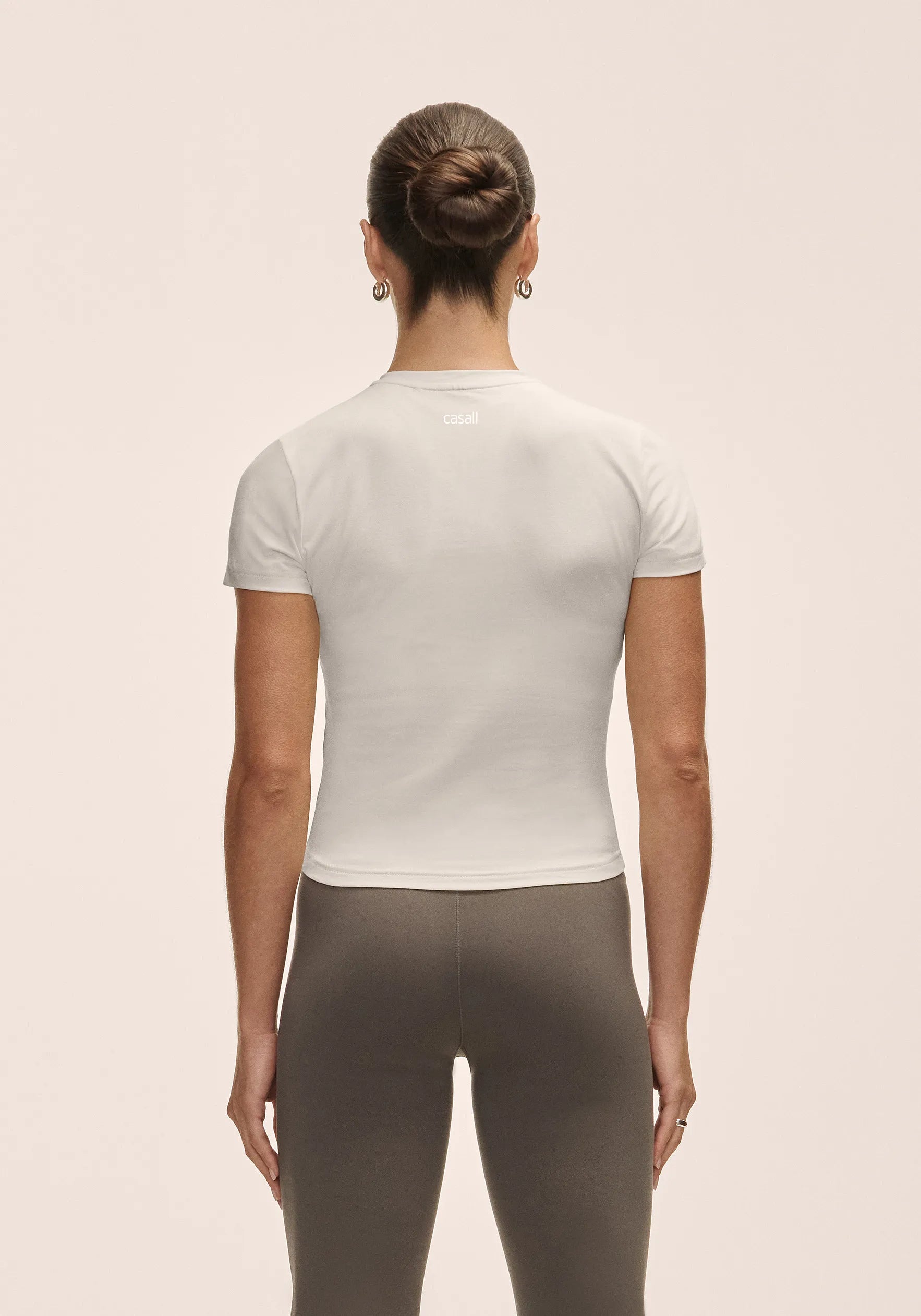 Cotton Blend Slim Tee - White