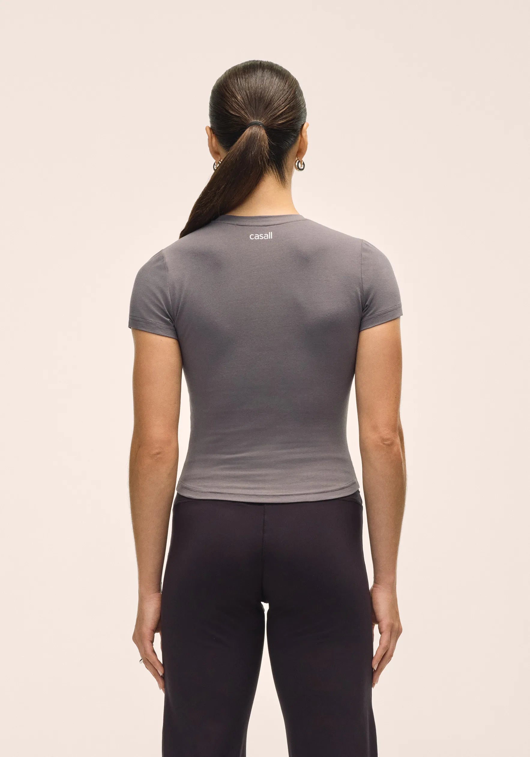 Cotton Blend Slim Tee - Dk Grey