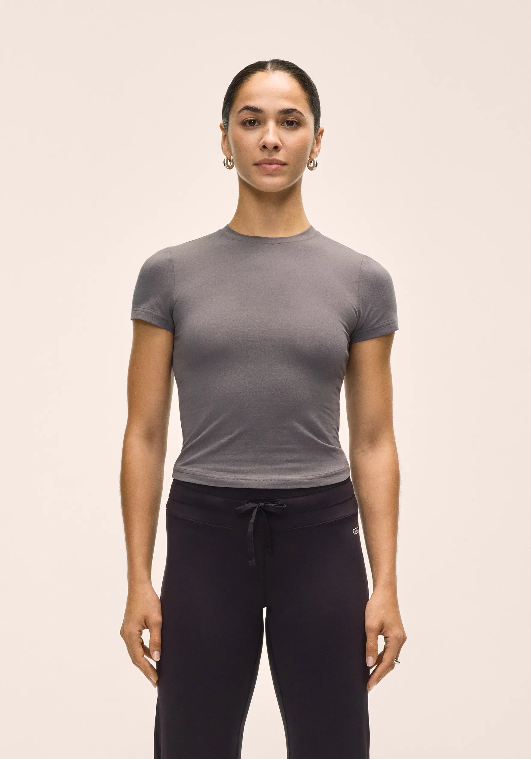 Cotton Blend Slim Tee - Dk Grey