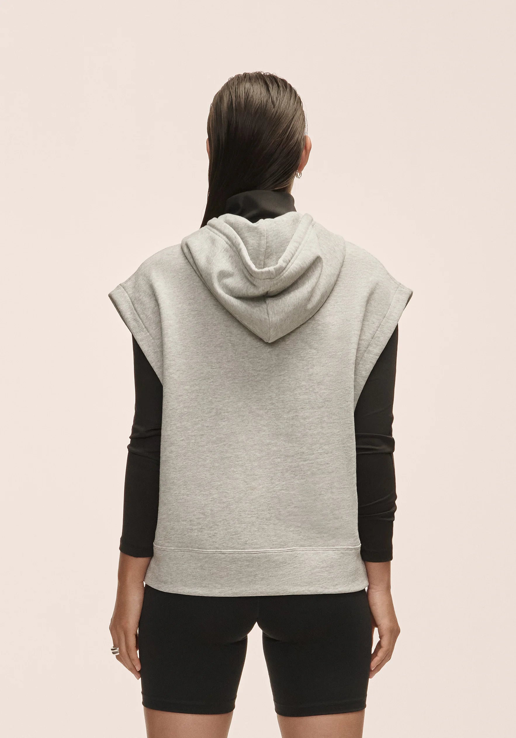 Terry Spring Sleeveless Hoodie - Grey Melange