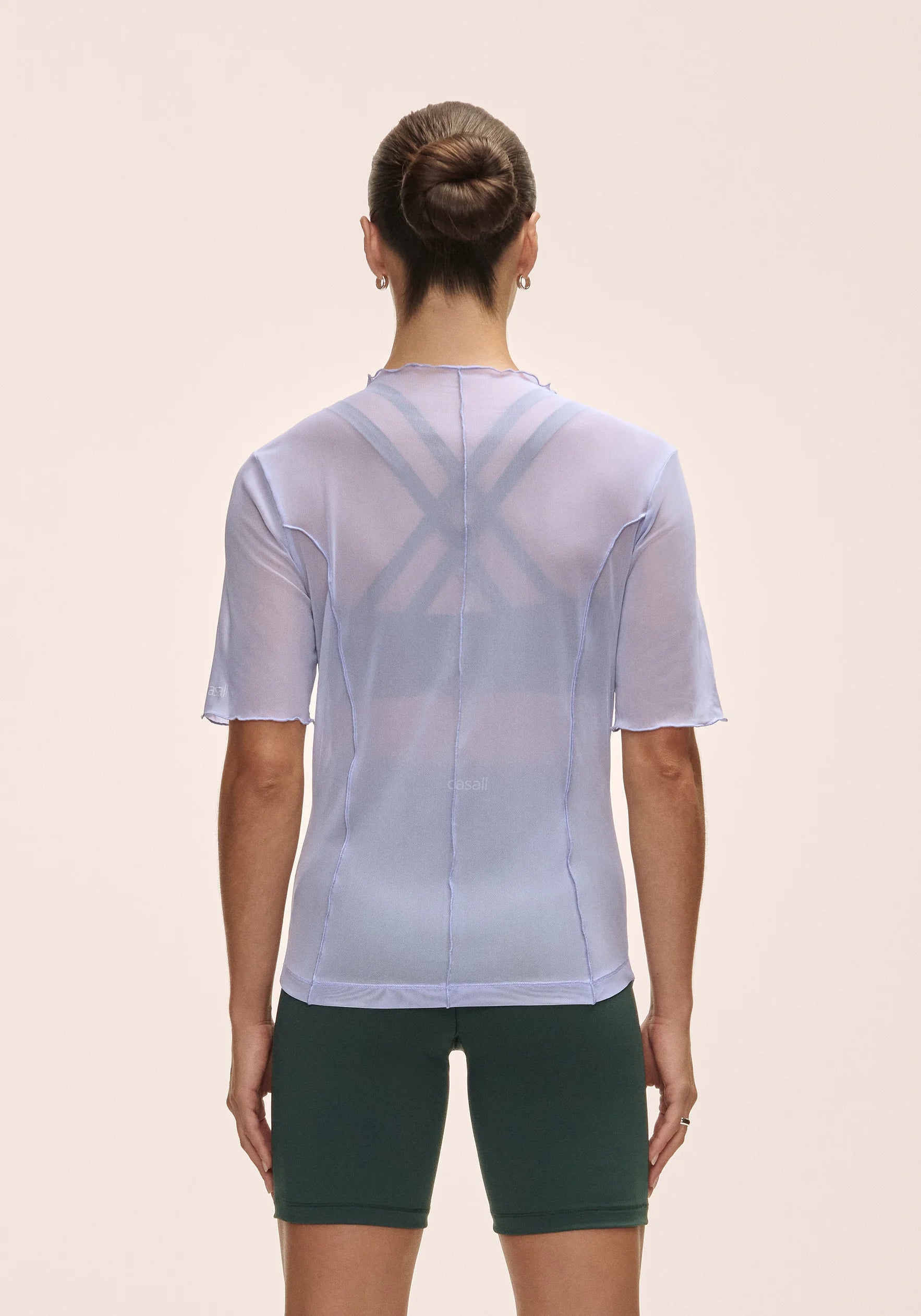 Seam Detail Mesh Tee - Blueberry Mist