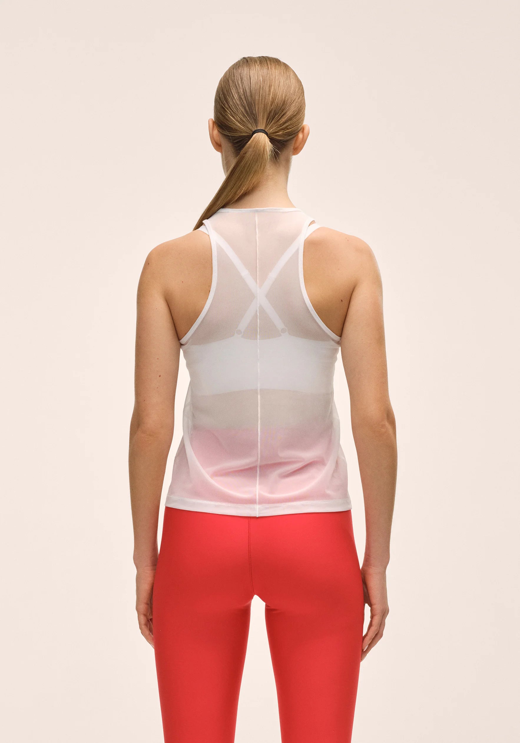 Seam Detail Mesh Tank - White