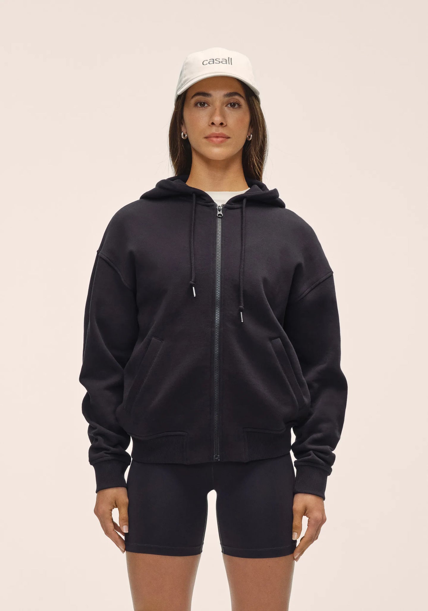 Casual Zip Hoodie - Black