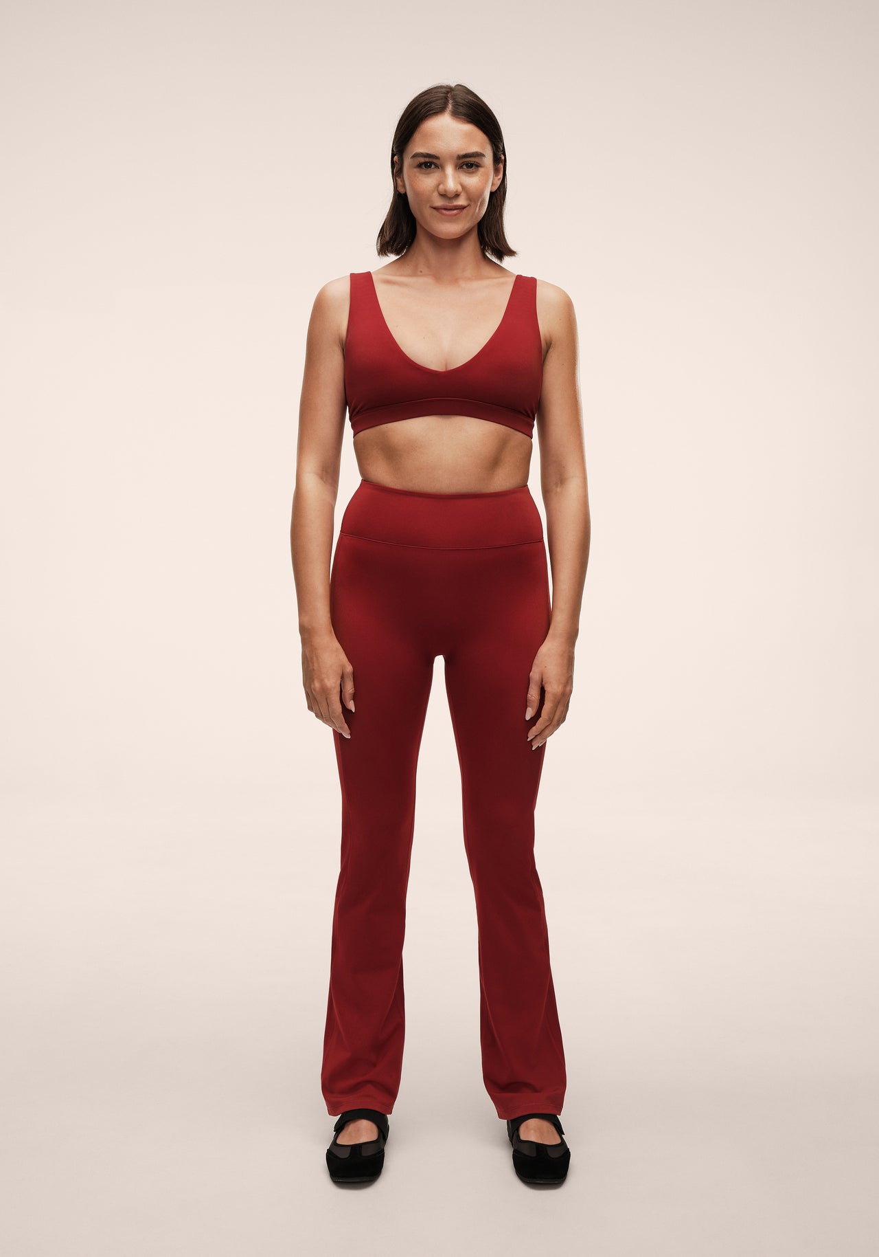 Soft Touch Flared Pants - Maroon Red