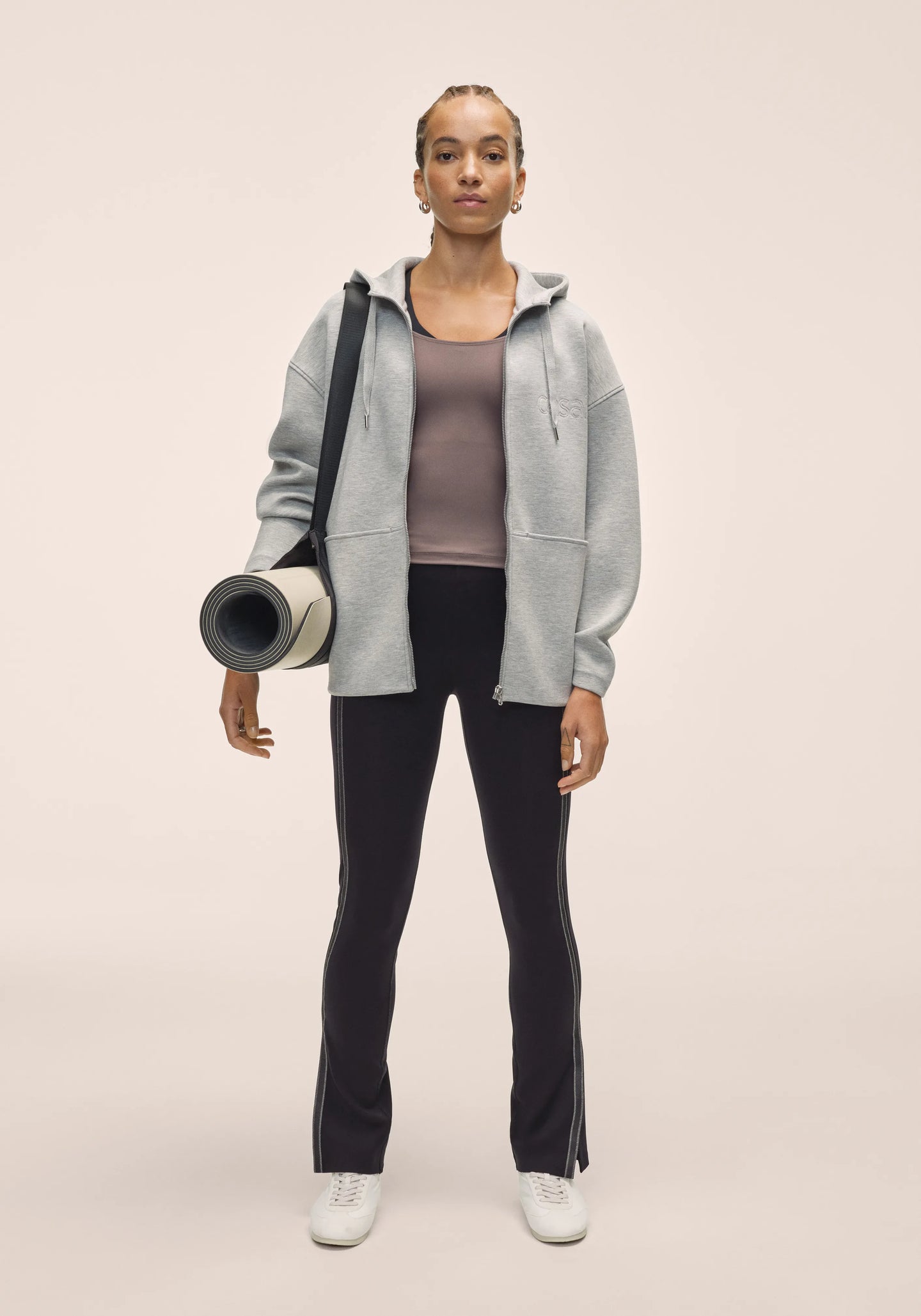 Scuba Billow Zip Hoodie - Grey Melange