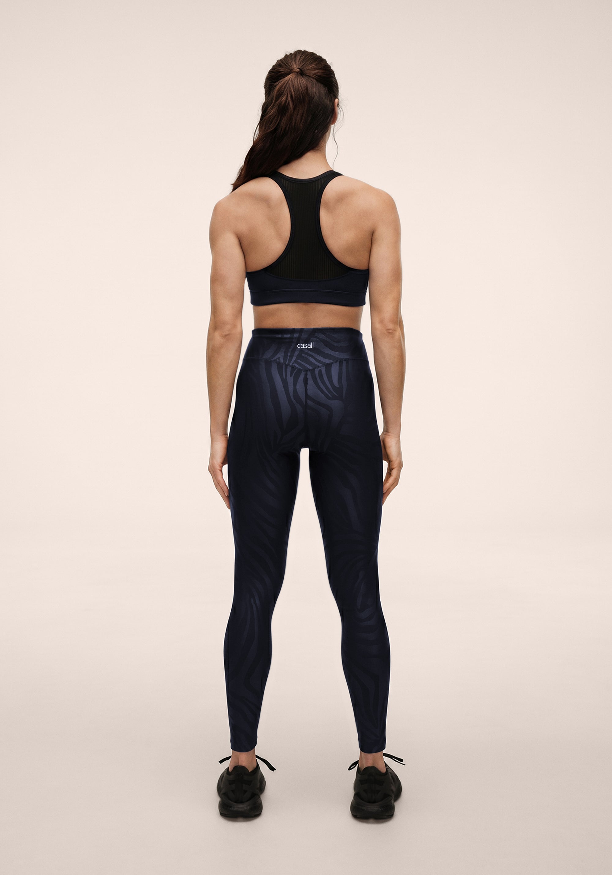 Heat Printed High Waist Tights - Zebra Navy