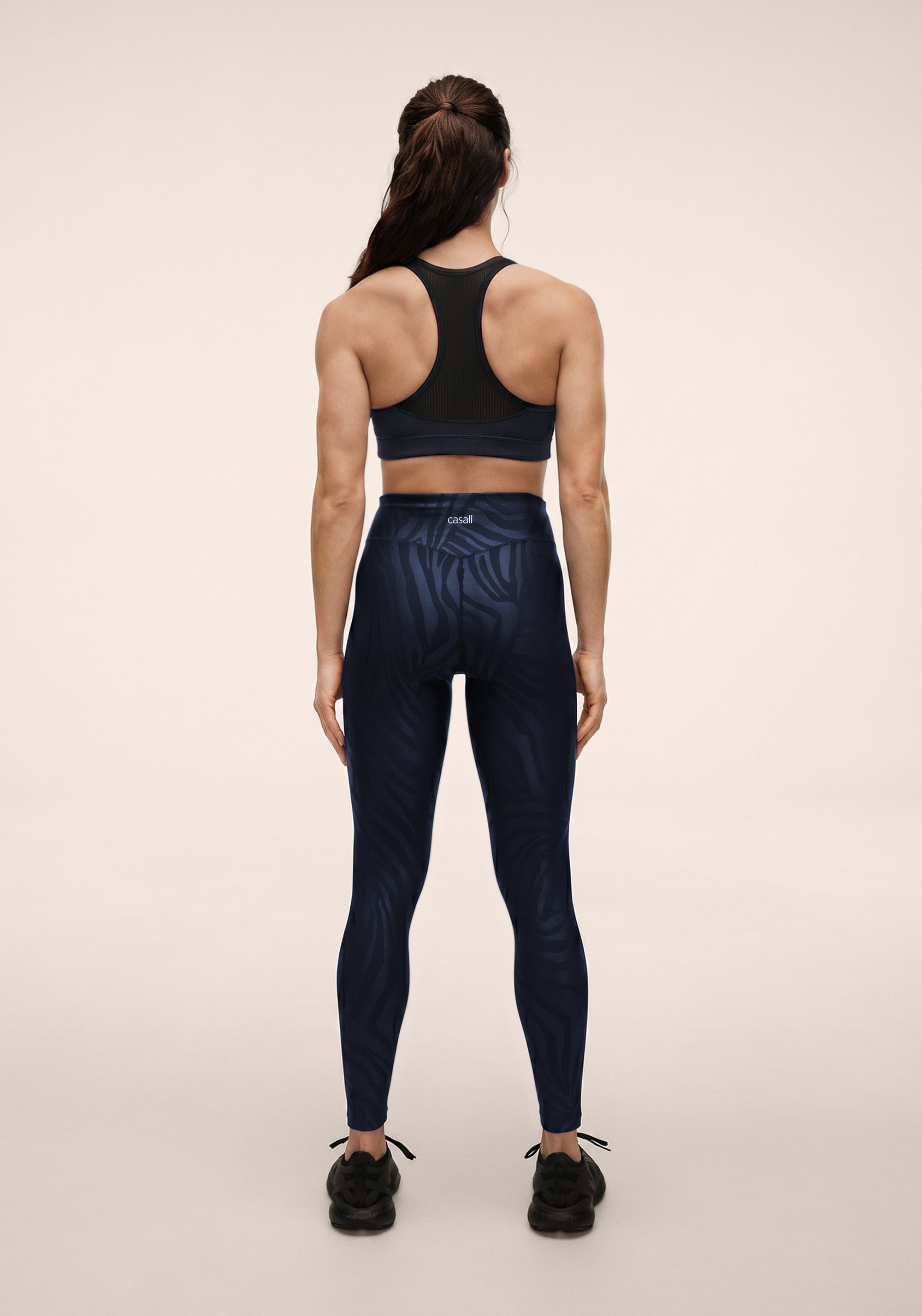 Heat Printed High Waist Tights - Zebra Navy