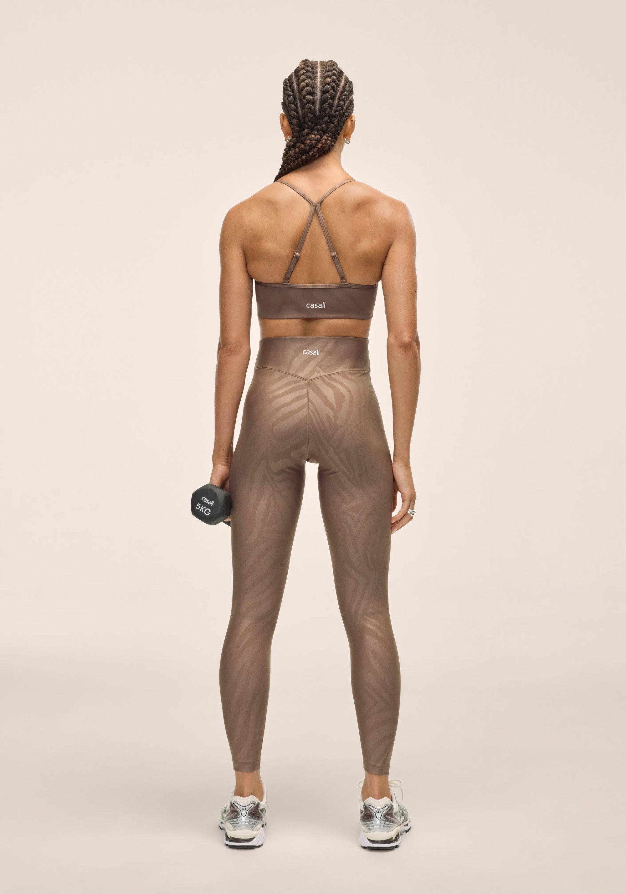Heat Printed High Waist Tights - Zebra Khaki