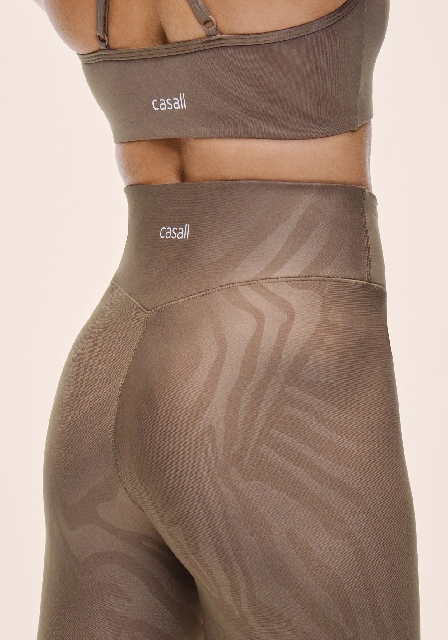 Heat Printed High Waist Tights - Zebra Khaki