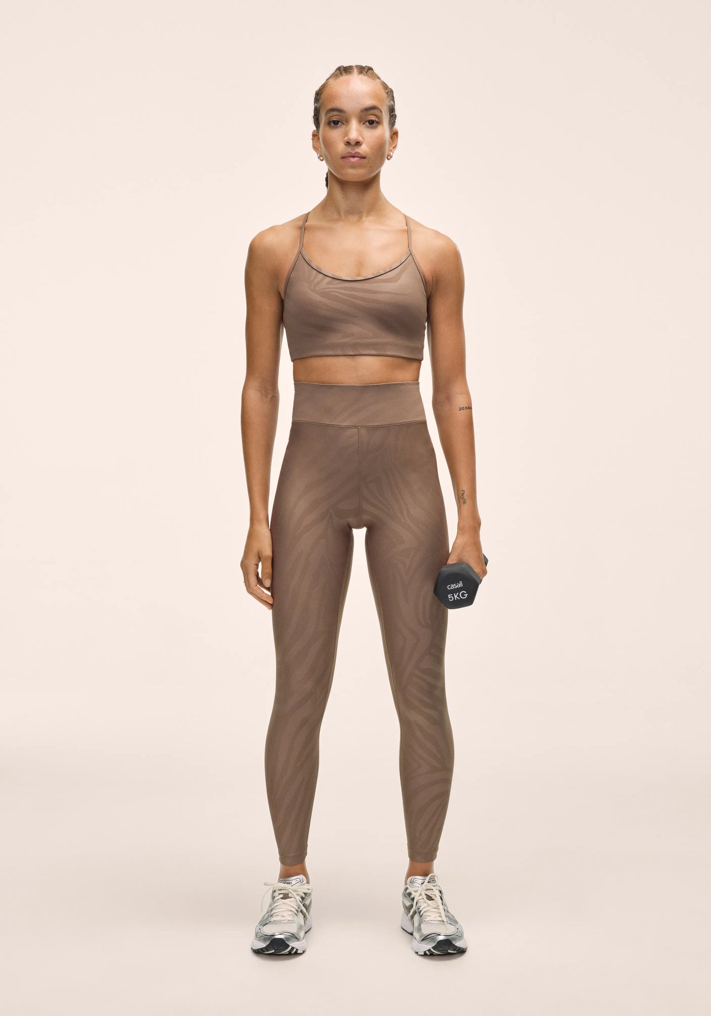 Heat Printed High Waist Tights - Zebra Khaki