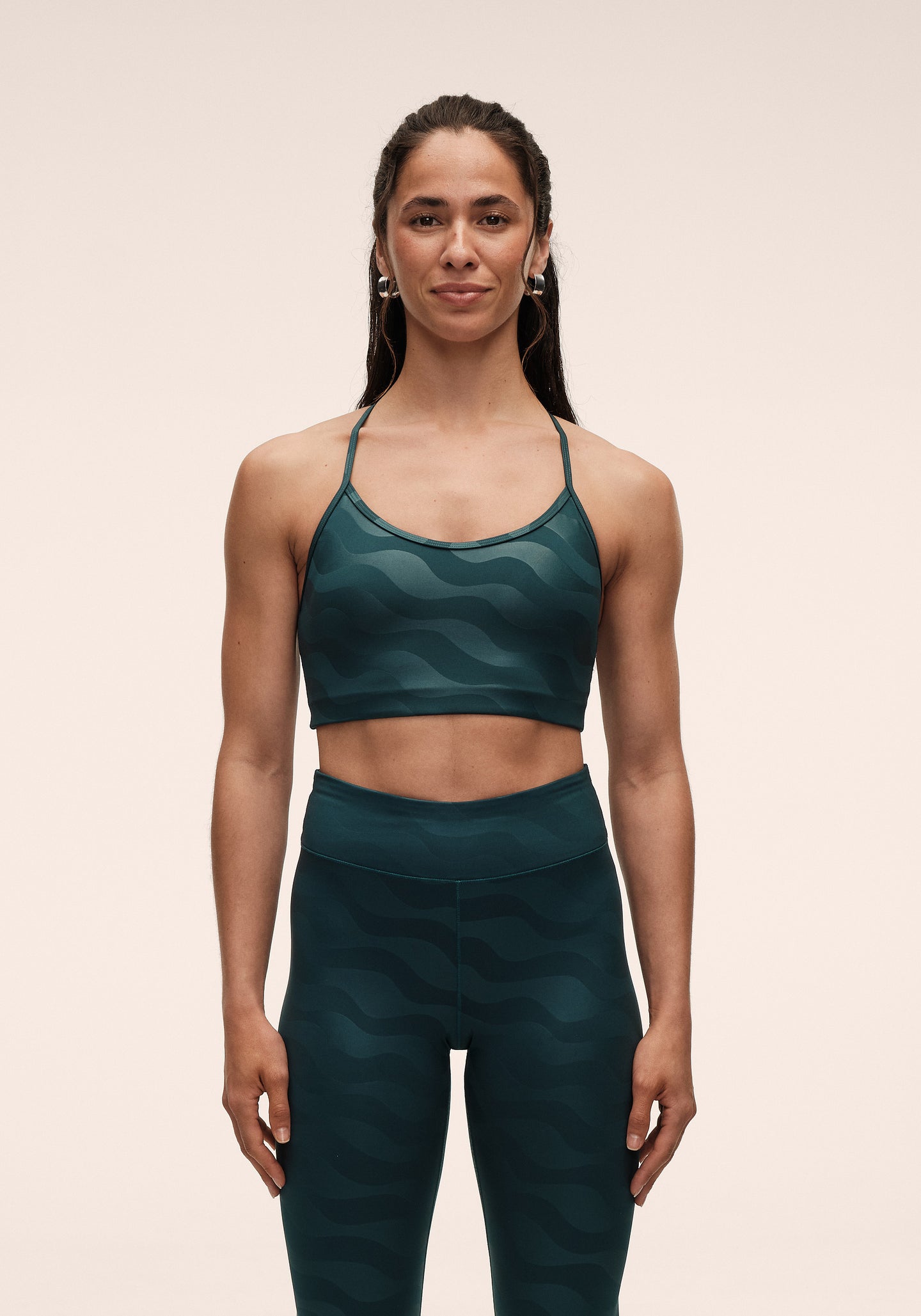 Sleek Strappy Sports Bra Printed - Ocean Geo