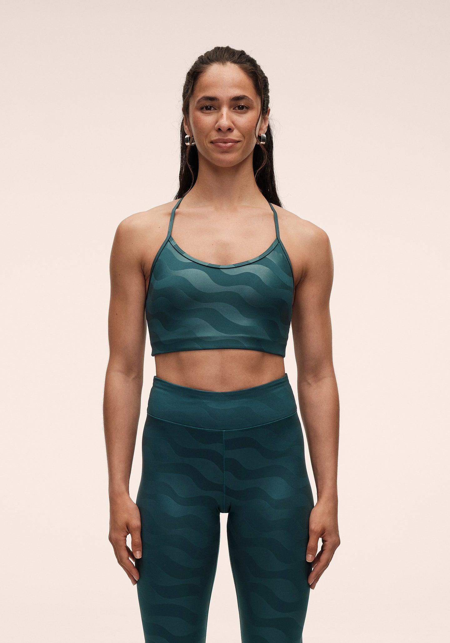 Sleek Strappy Sports Bra Printed - Ocean Geo