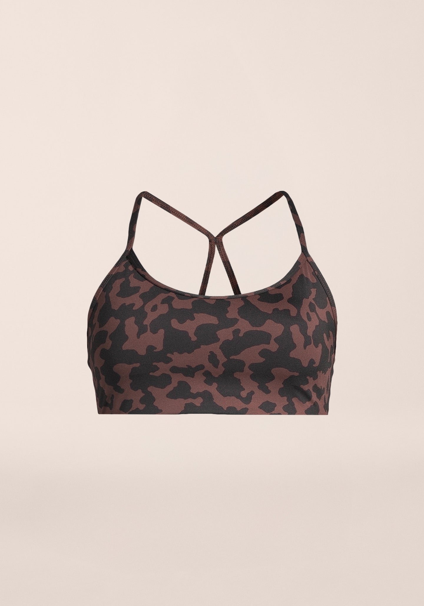 Sleek Strappy Sports Bra Printed - Turtoise Brown