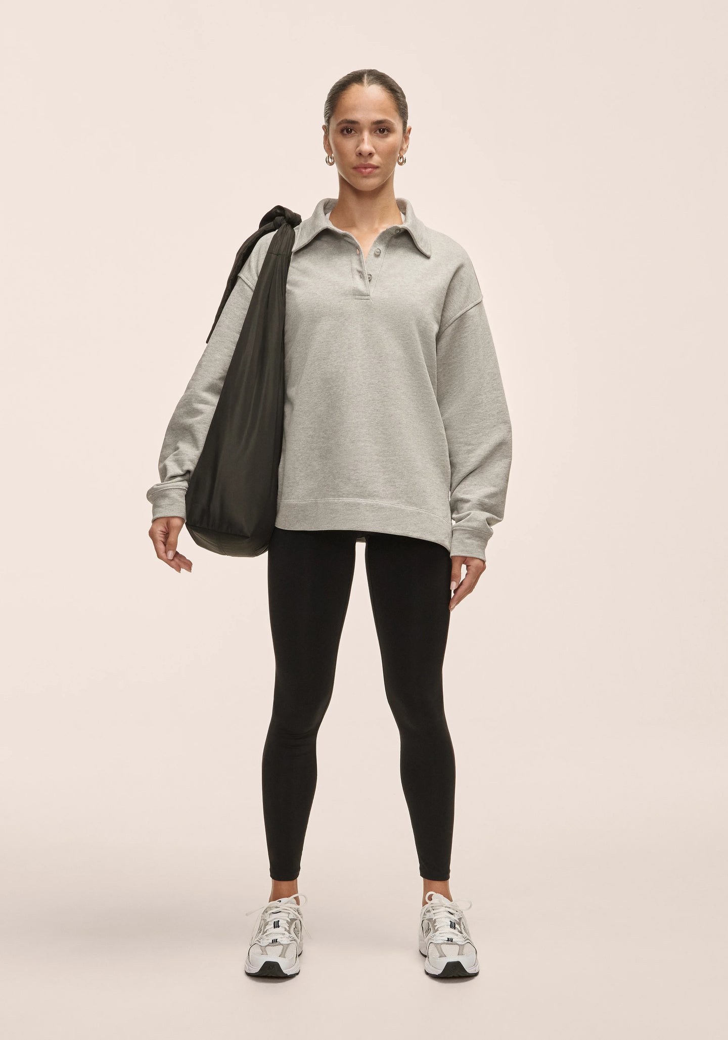 Polo Collar Terry Sweater - Grey Melange