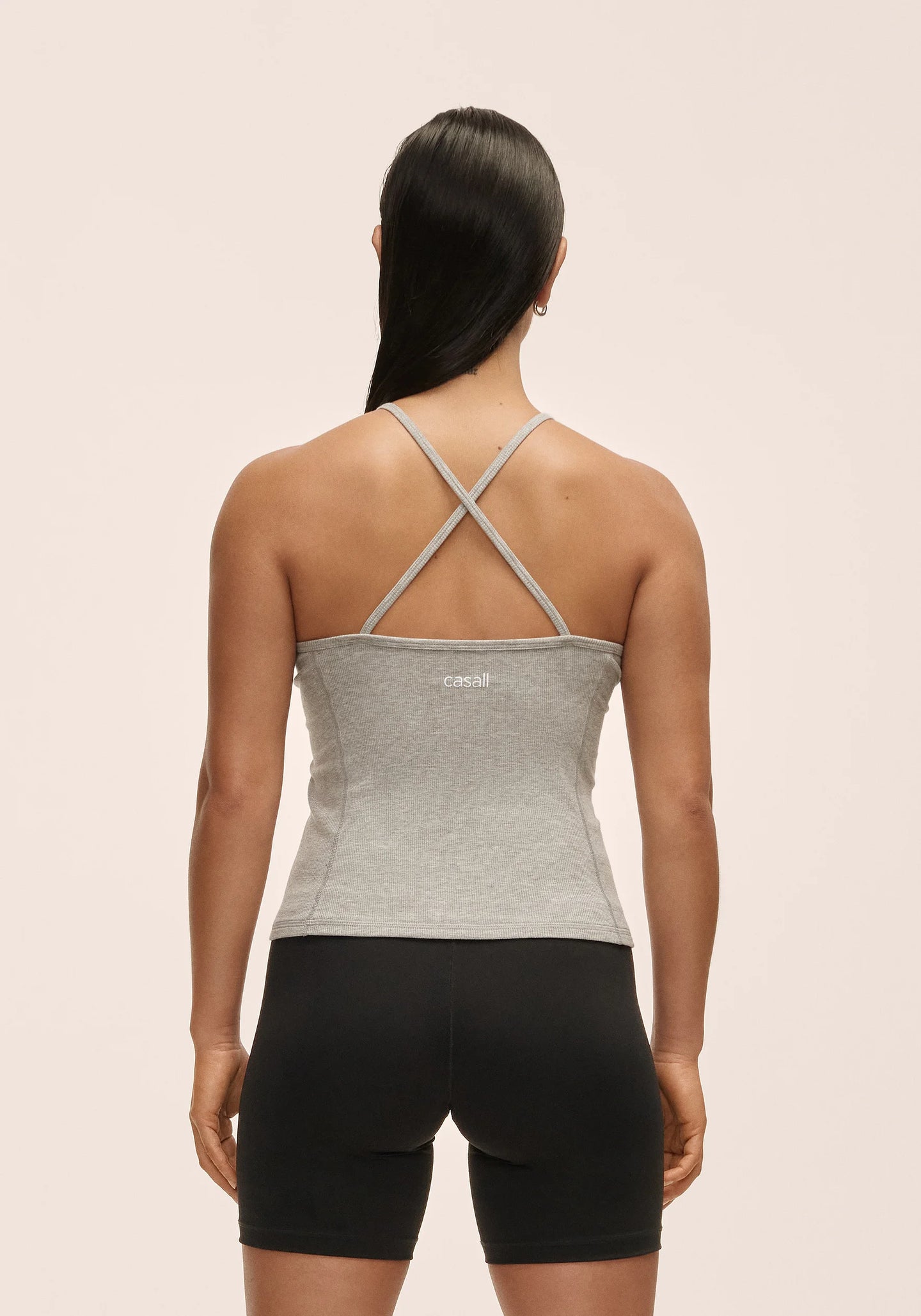 Slim Rib Strap Tank - Grey Melange