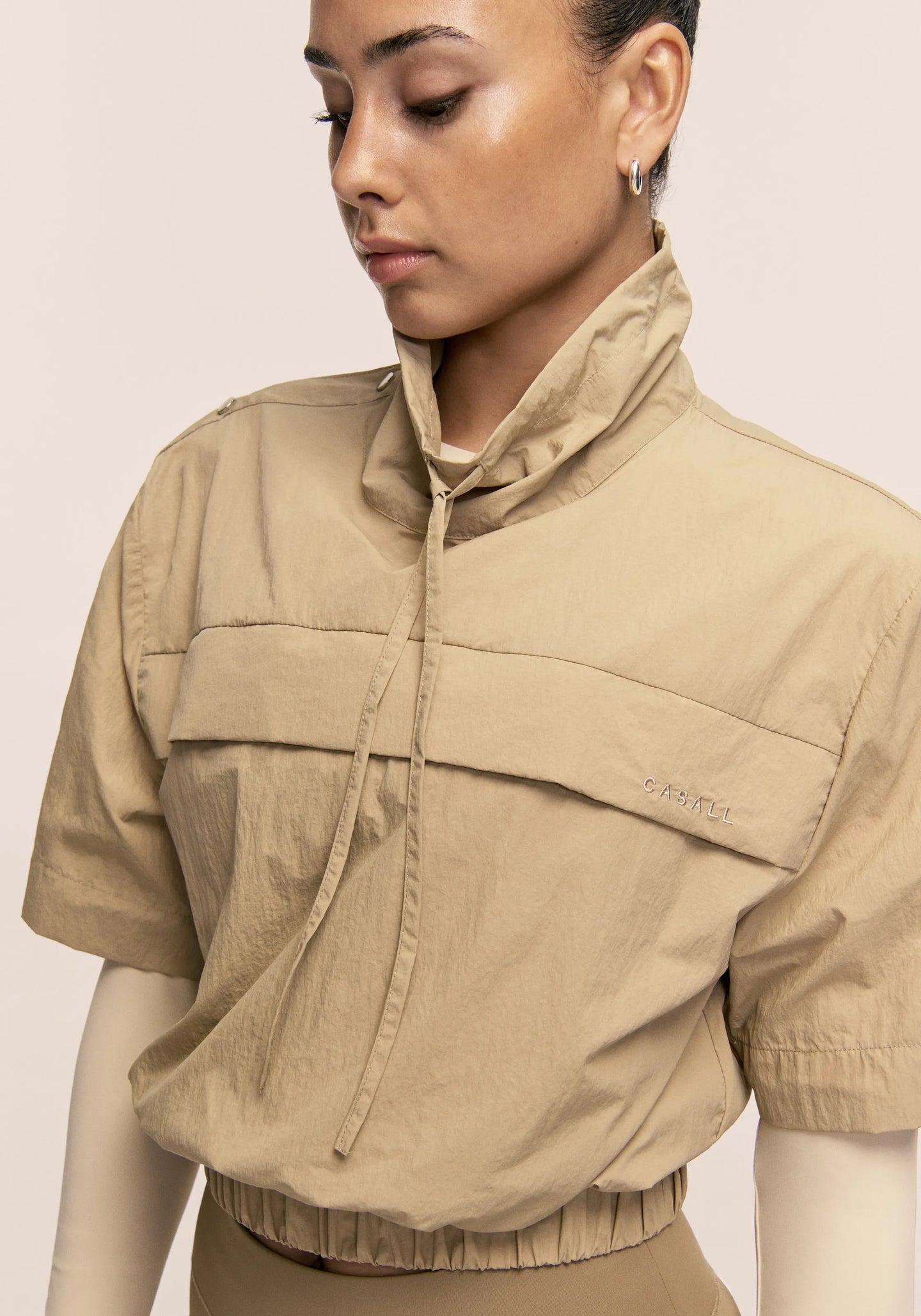 Active Short Sleeve Track Jacket - Dark Sand