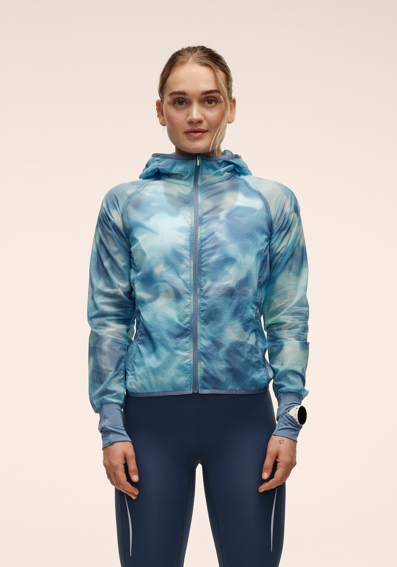 Breeze Printed Running Jacket - Breeze Blue Shadow