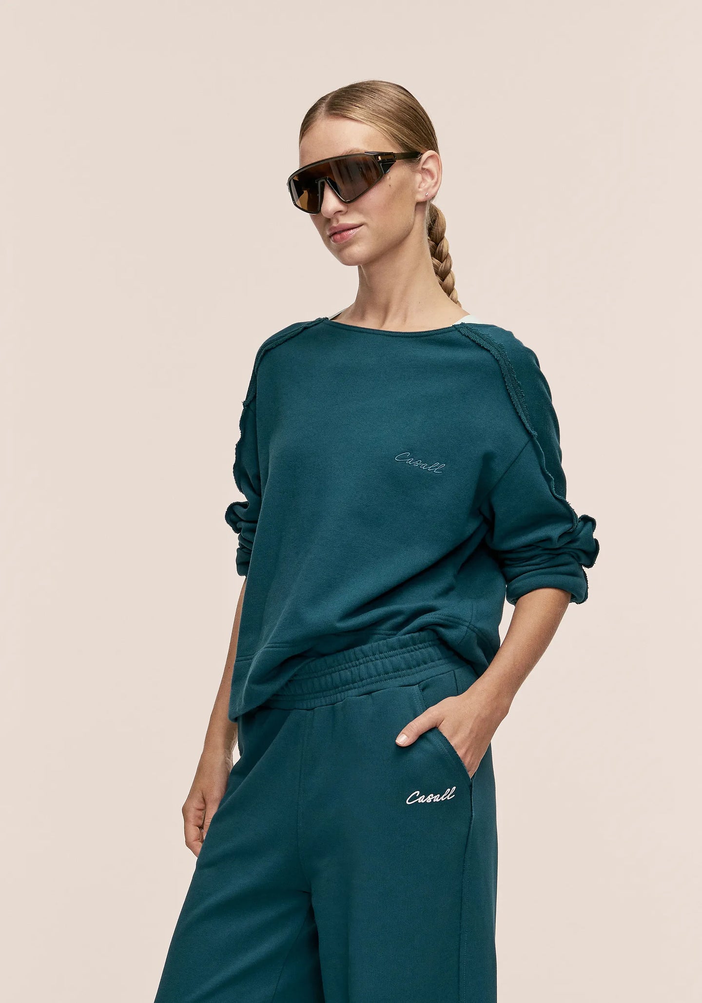 Reversed Seam Terry Crew - Ocean Teal