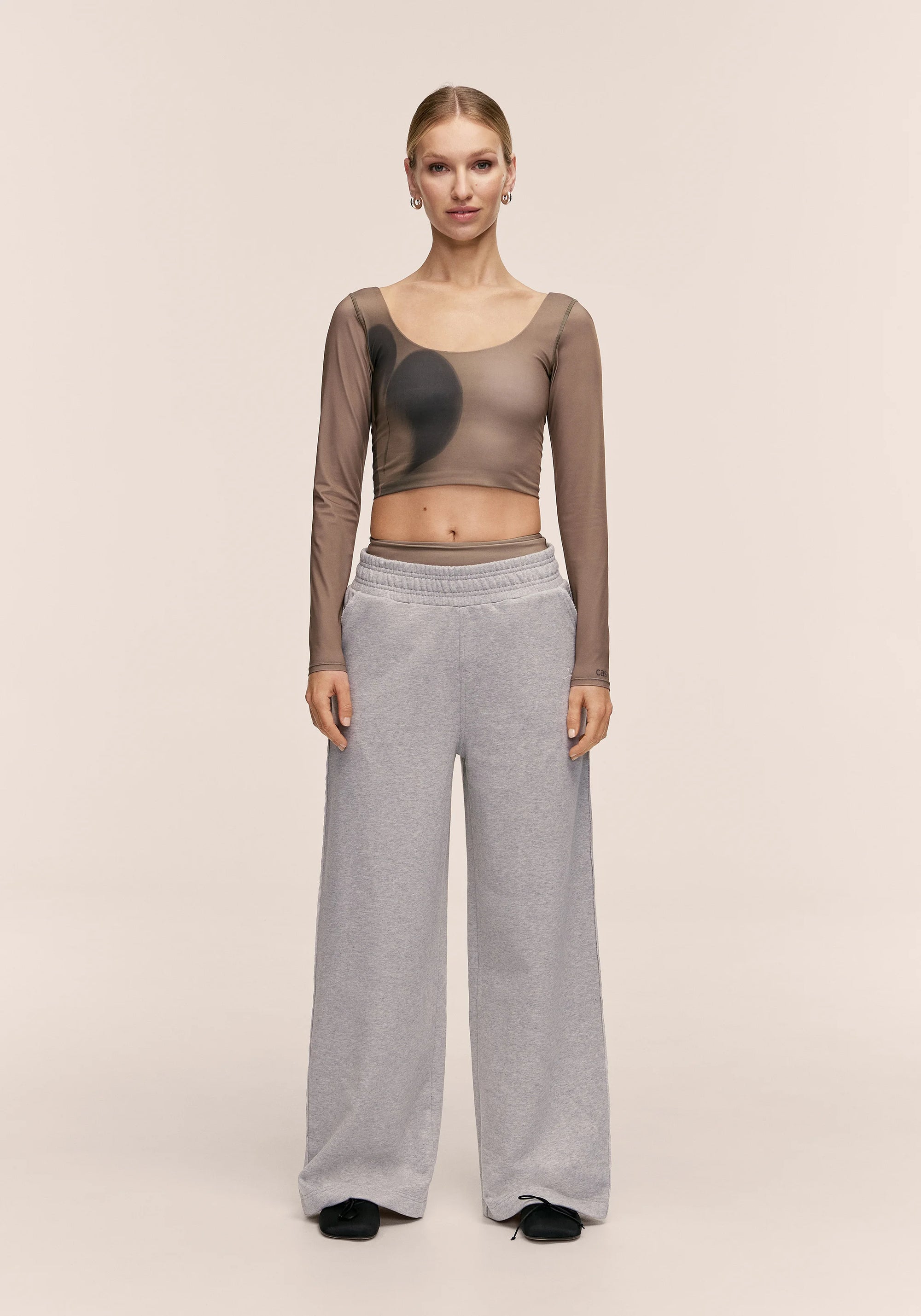 Aura Flower Print Long Sleeve - Aura Lt Khaki