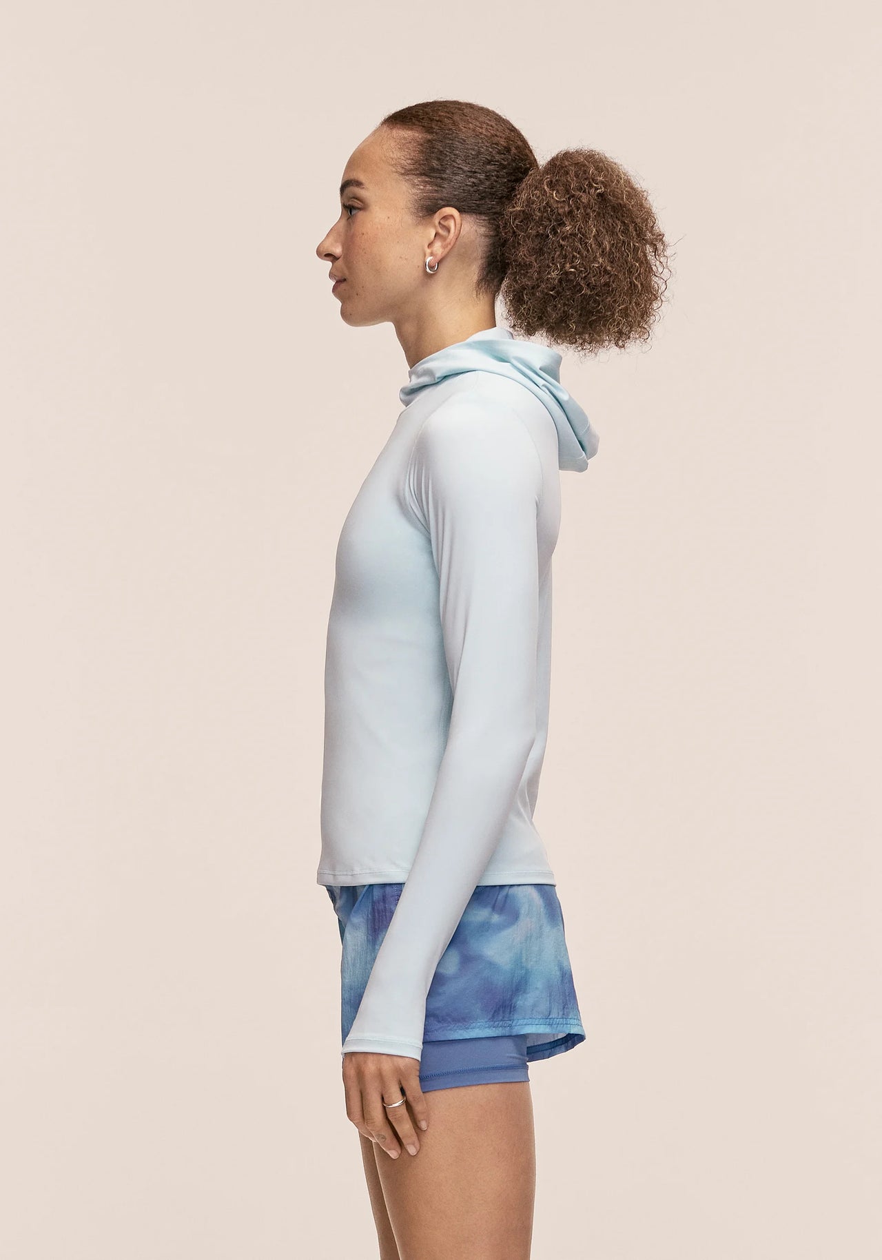 Neat Long Sleeve Hood - Aqua Glow