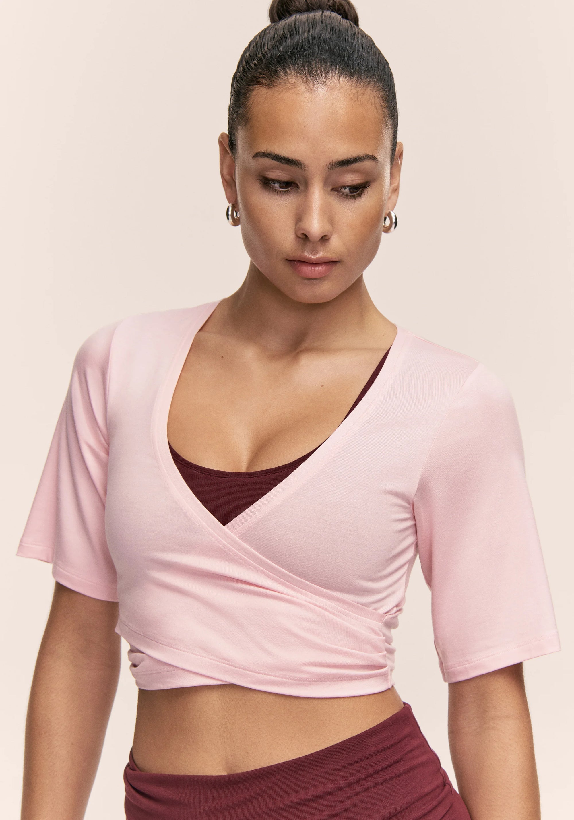 Delight Cropped Wrap Top - Lush Pink