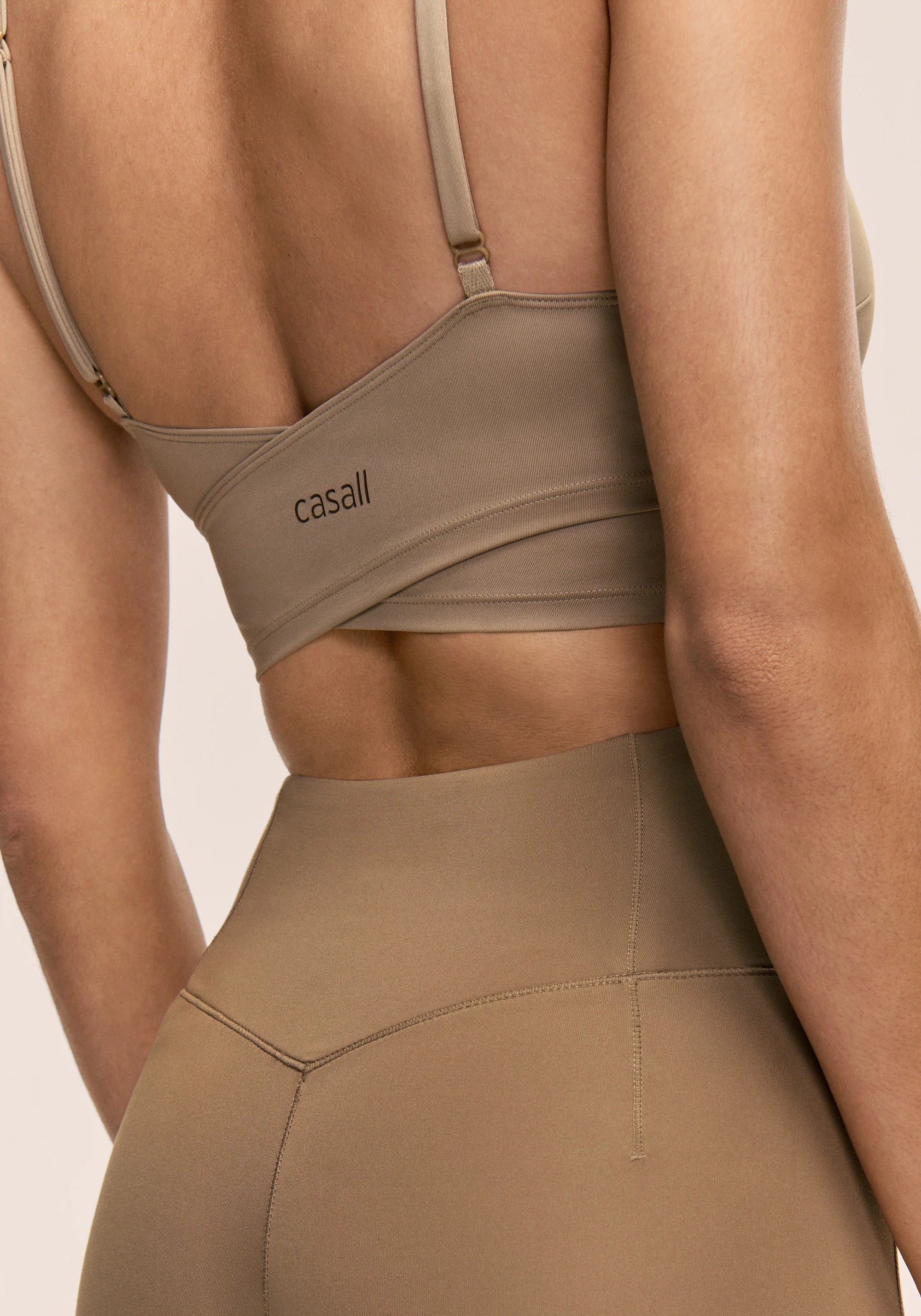 Cross Overlap Sports Top - Light Khaki
