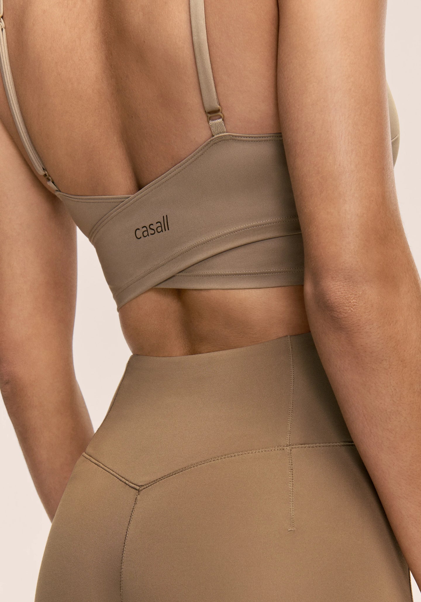 Cross Overlap Sports Top - Light Khaki